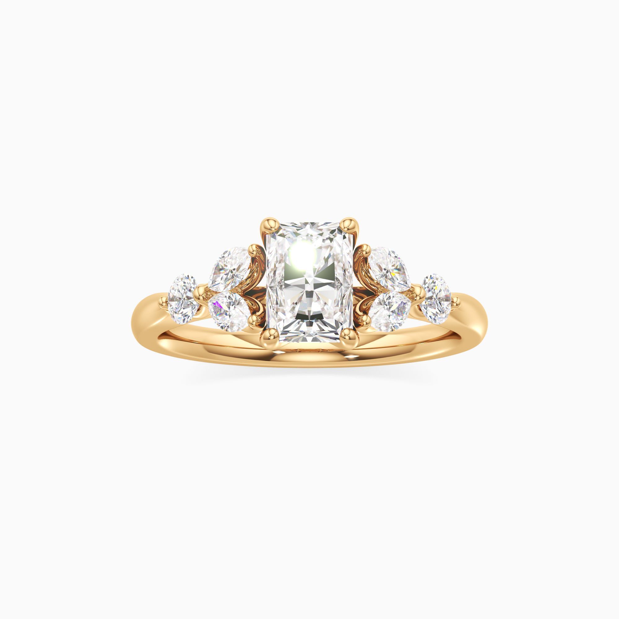 Viola Lab Grown Diamond Radiant-Cut Engagement Ring - Through Finger view – Image 3 of 4