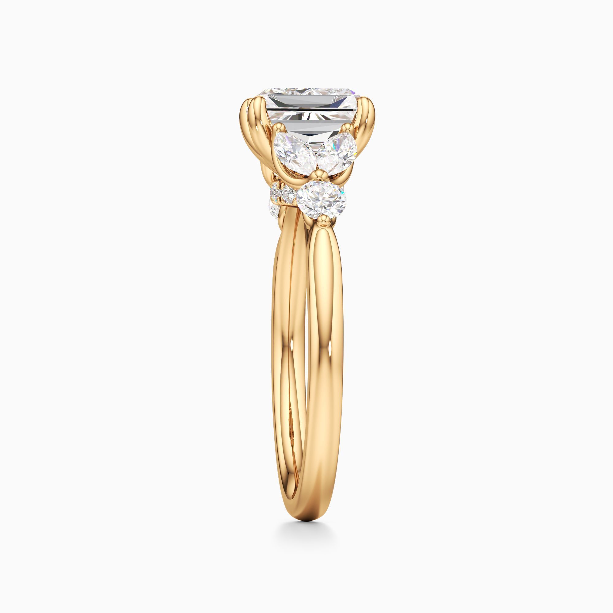 Viola Lab Grown Diamond Radiant-Cut Engagement Ring - Side view – Image 4 of 4