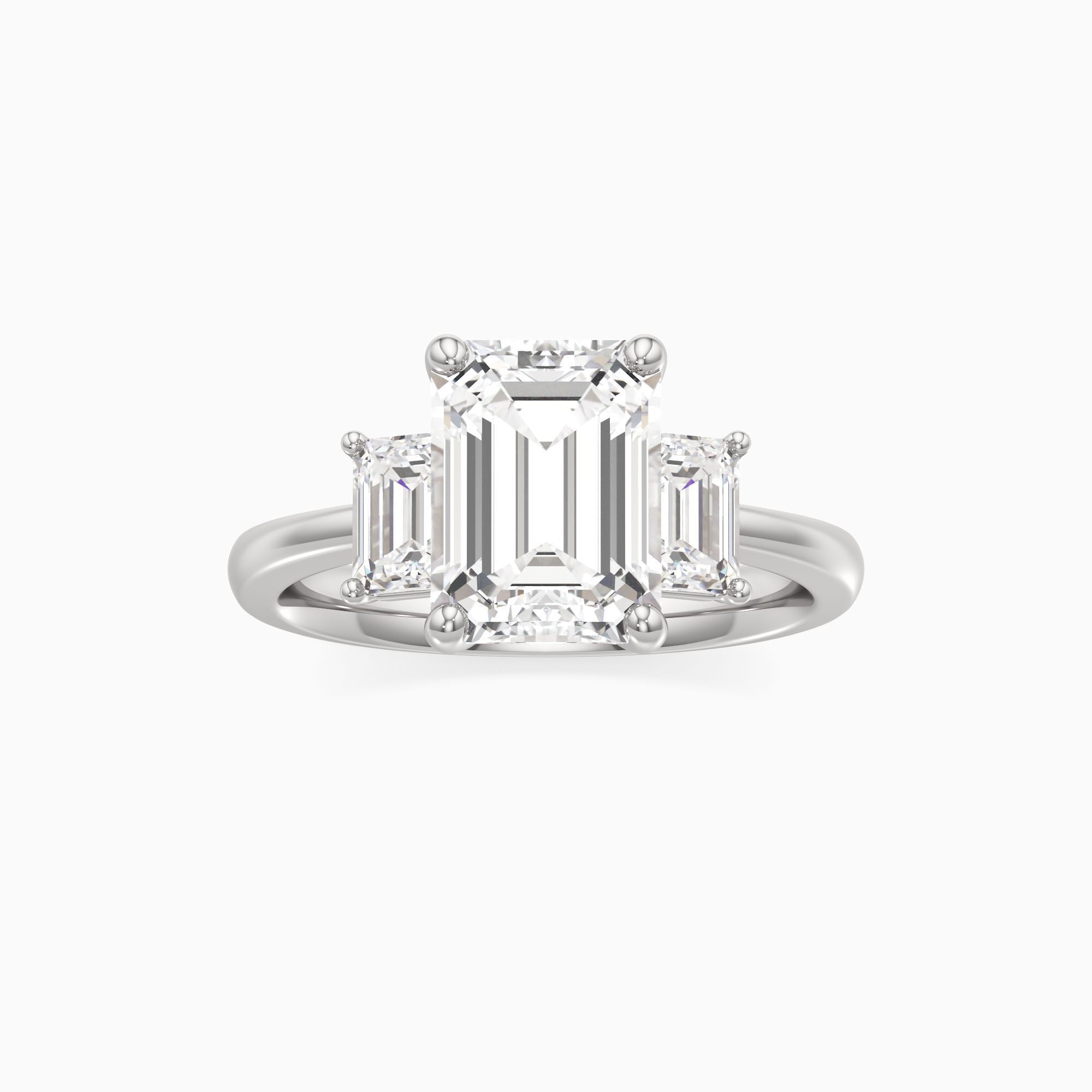 Skye Lab Grown Diamond Emerald-Cut Engagement Ring - Through Finger view – Image 3 of 4