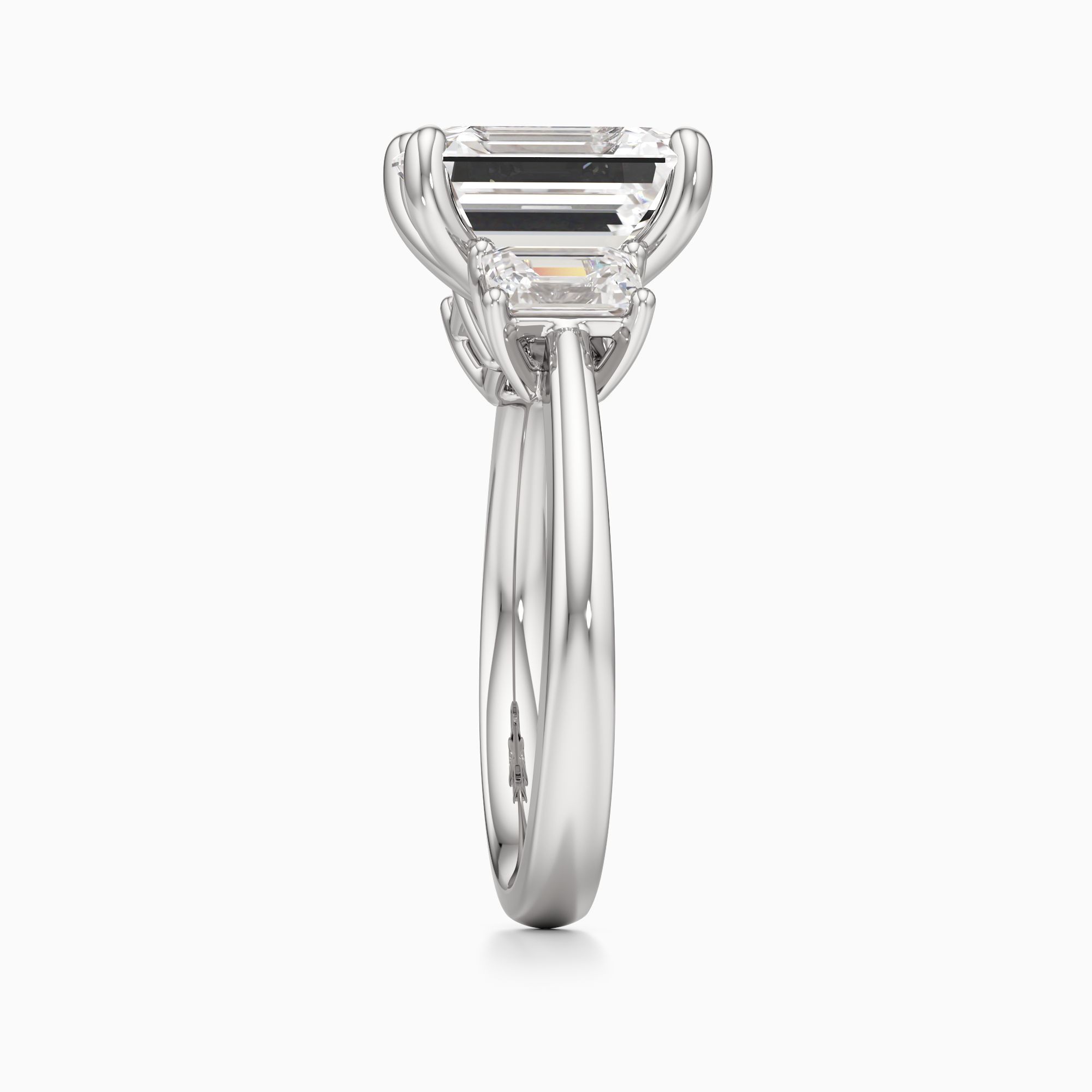 Skye Lab Grown Diamond Emerald-Cut Engagement Ring - Side view – Image 4 of 4