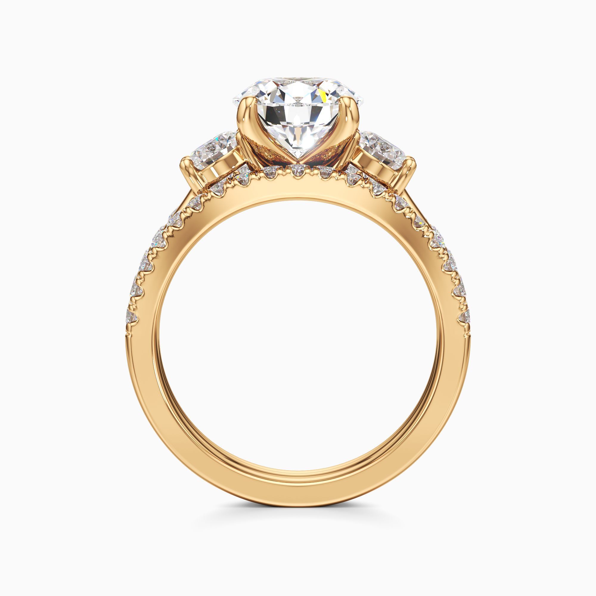 Lara Lab Grown Diamond Round Engagement Ring with Wedding Bands - Top view – Image 2 of 4