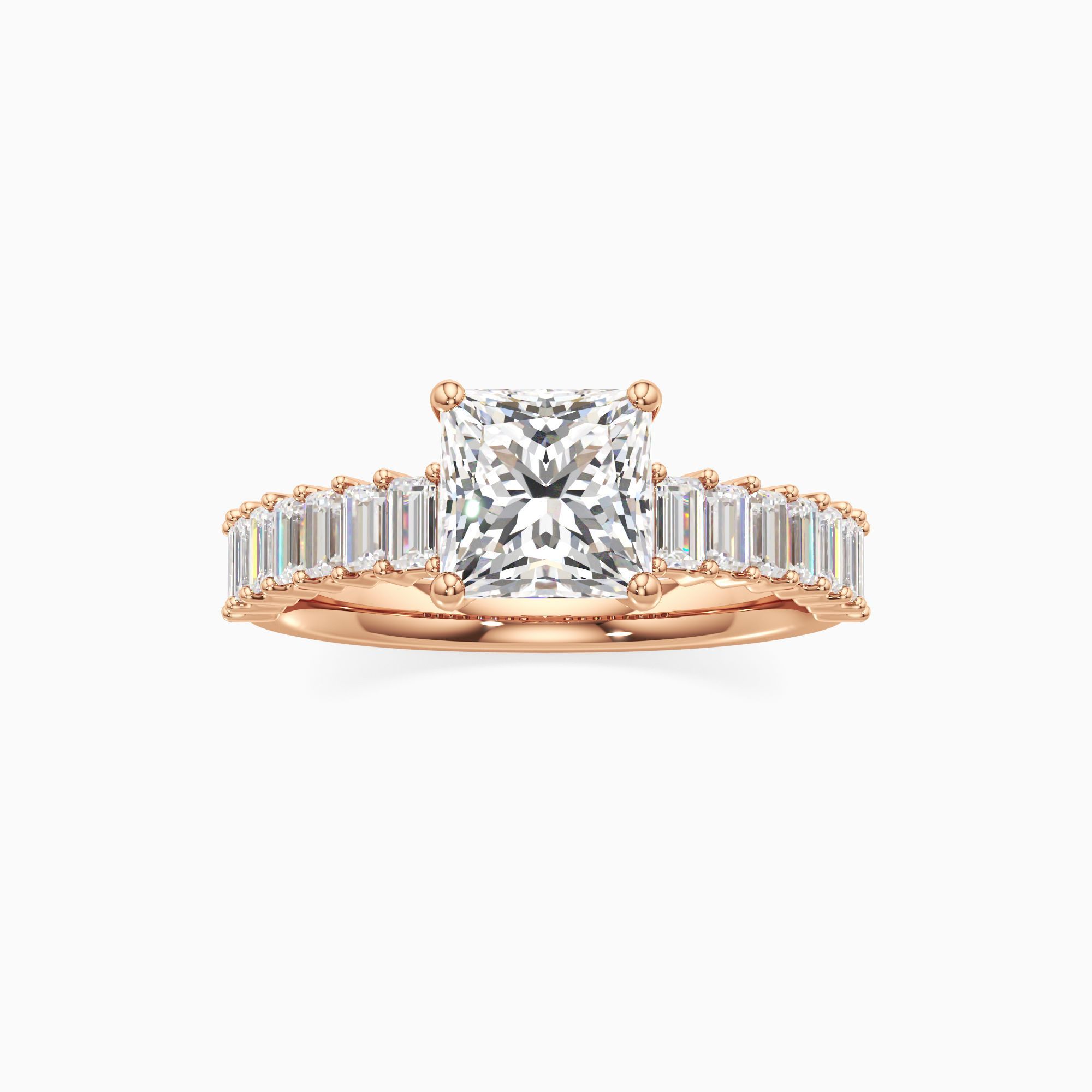 Arabella Lab Grown Diamond Princess-Cut Engagement Ring - Through Finger view – Image 3 of 4