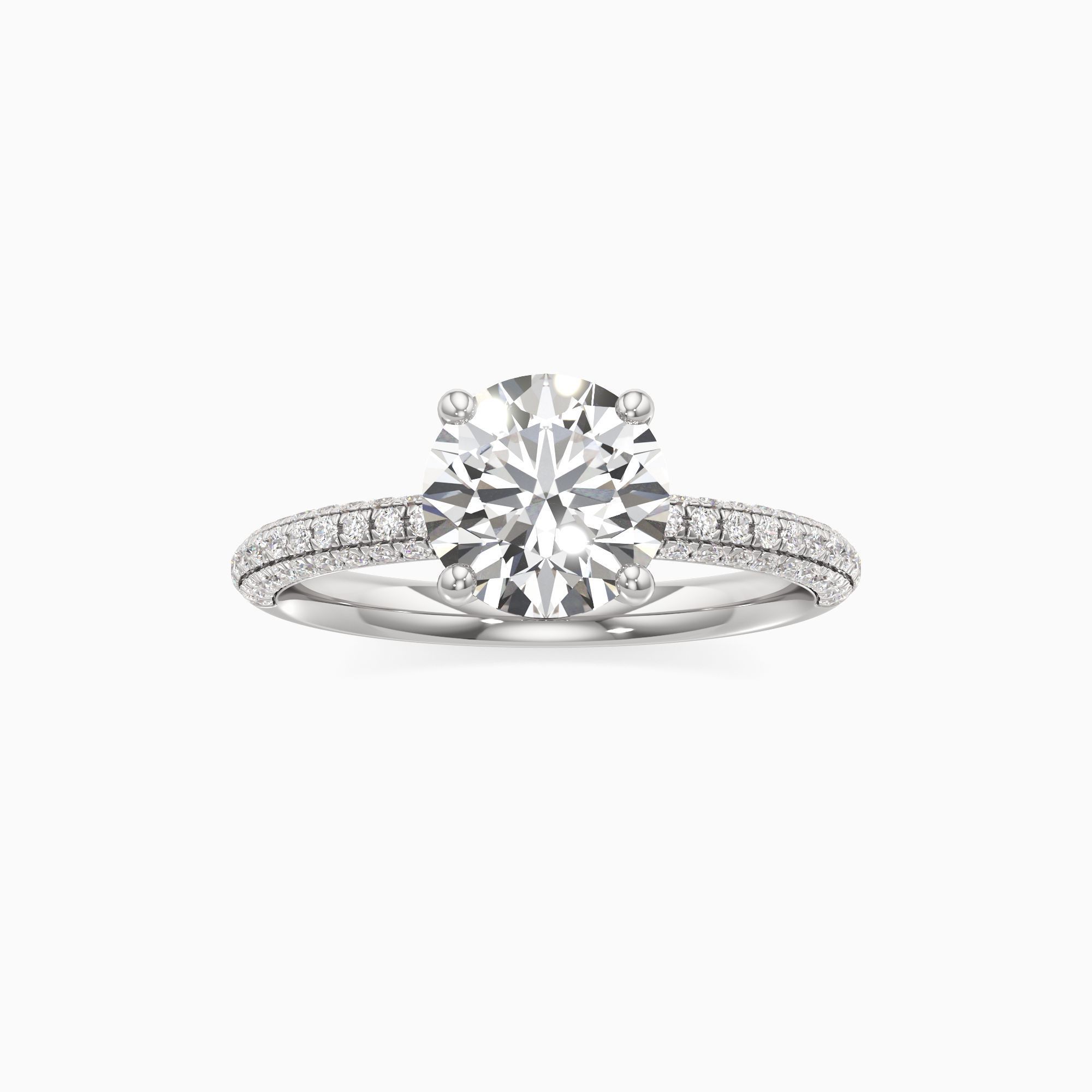 Ariel Lab Grown Diamond Round Engagement Ring - Through Finger view – Image 3 of 4