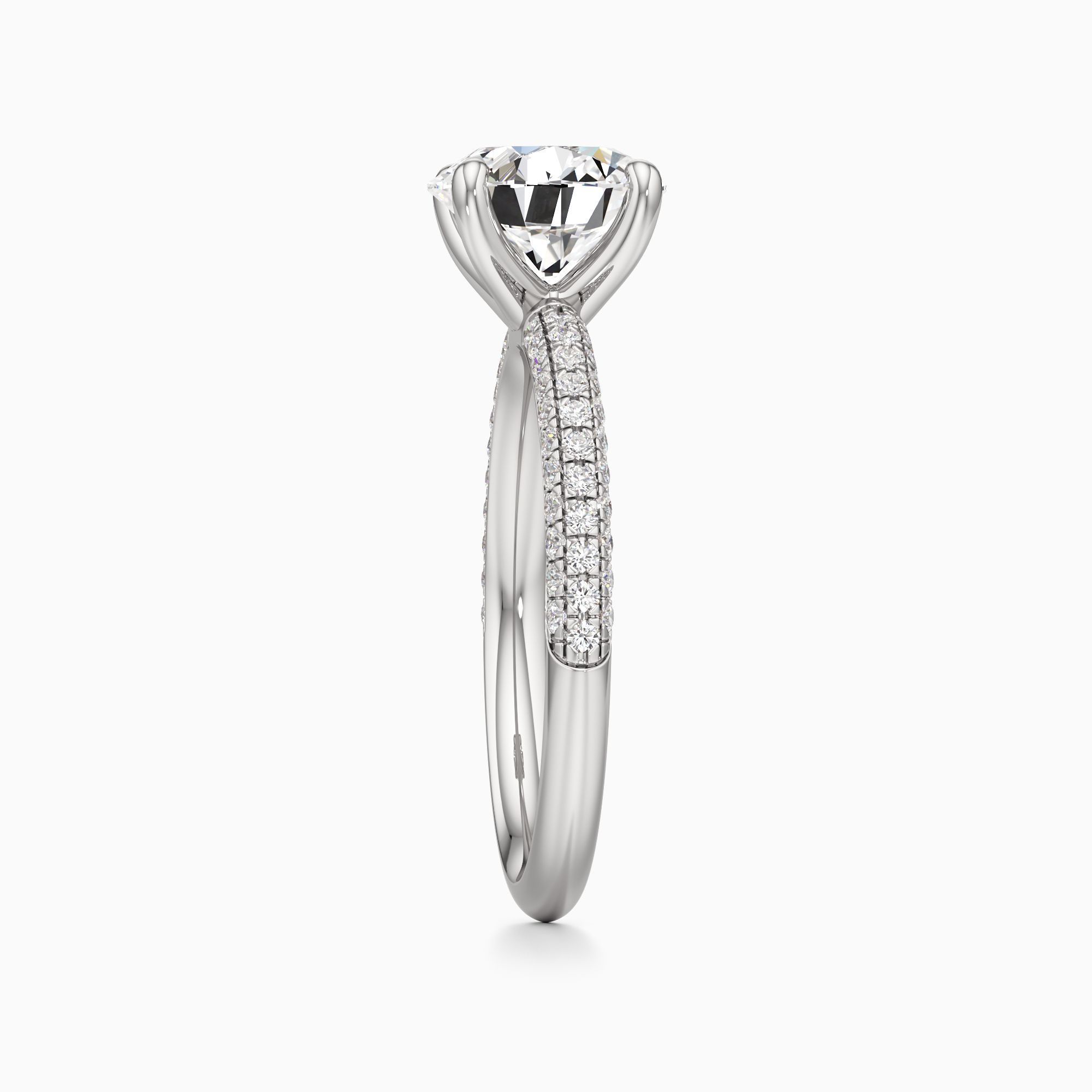 Ariel Lab Grown Diamond Round Engagement Ring - Side view – Image 4 of 4