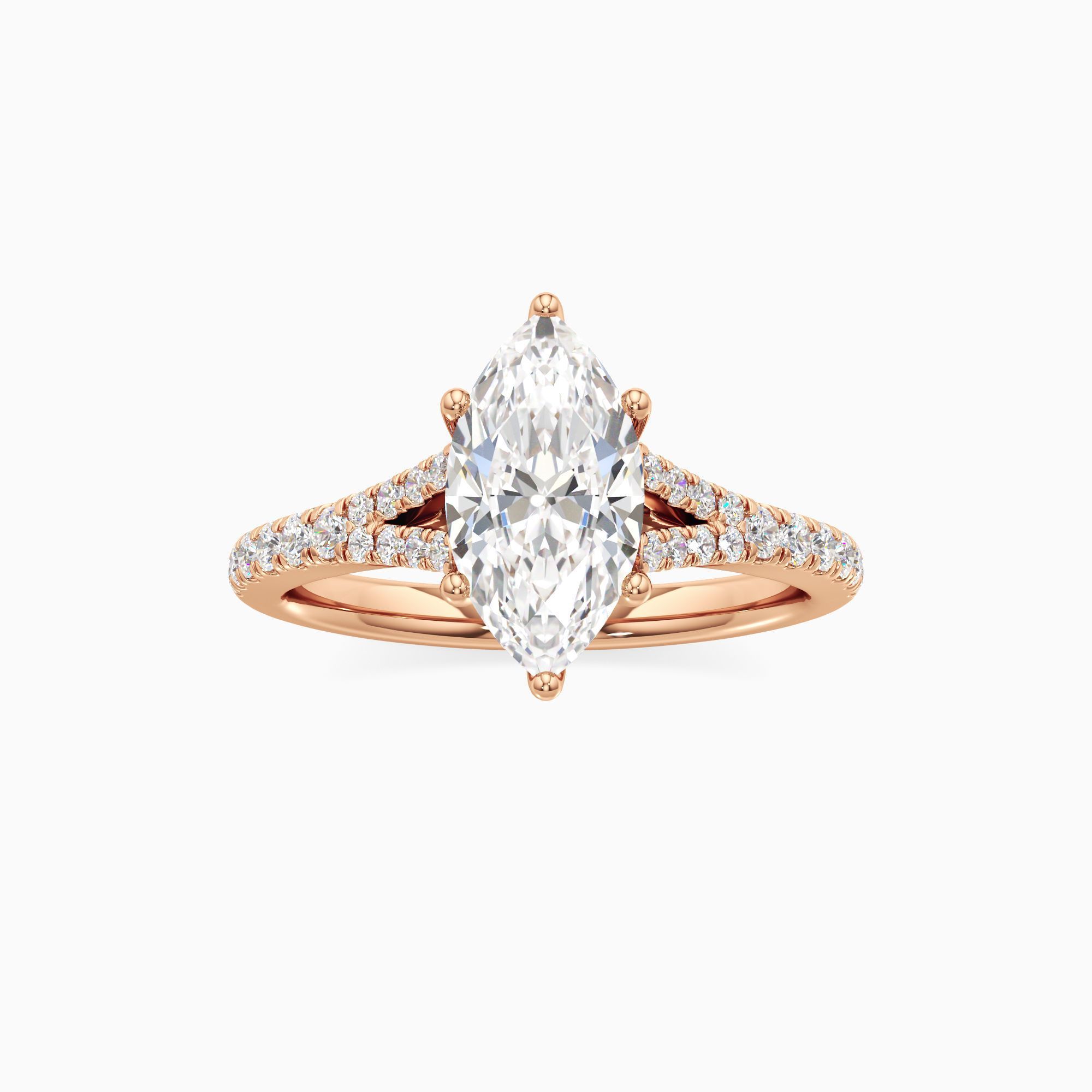 Verona Lab Grown Diamond Marquise-Cut Engagement Ring - Through Finger view – Image 3 of 4