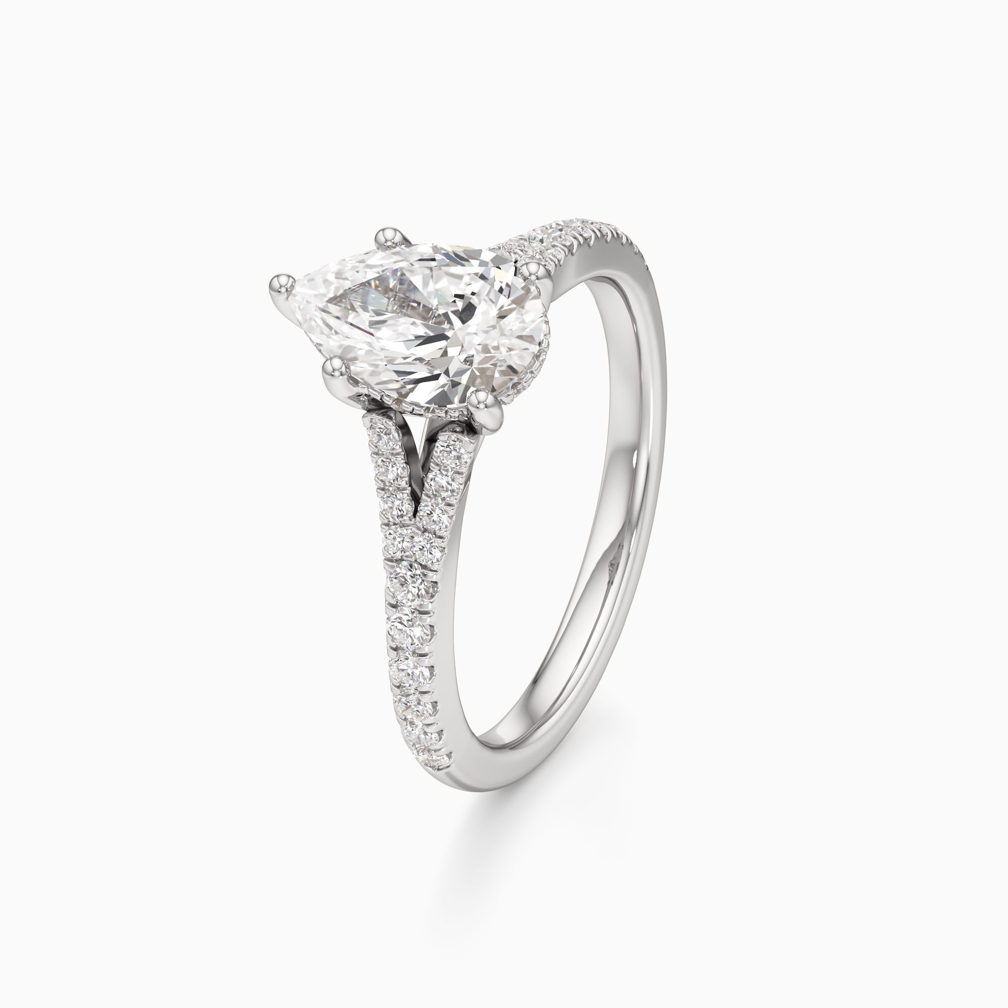 Verona Hidden Halo Lab Grown Diamond Pear-Shaped Engagement Ring - Primary view – Image 1 of 4