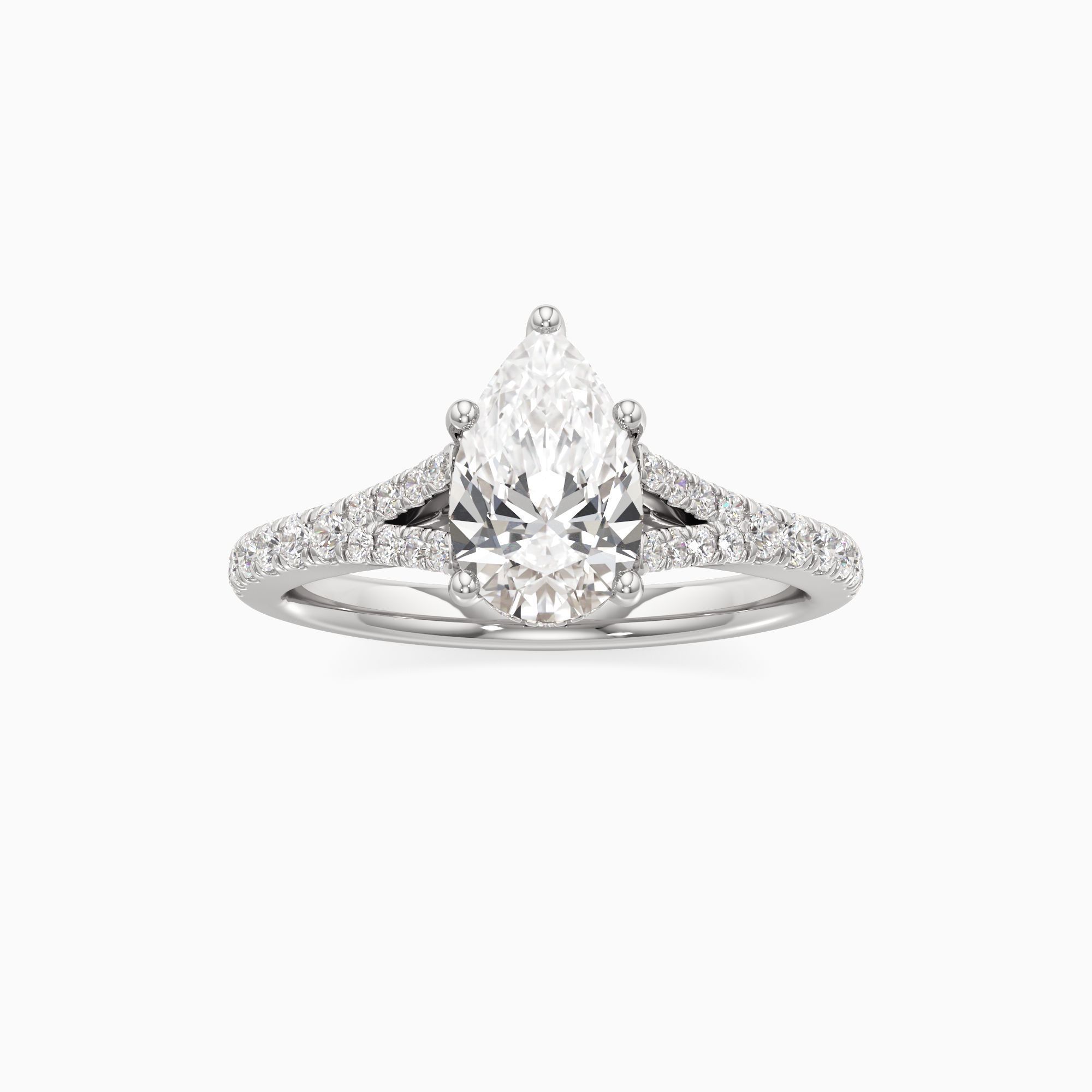 Verona Hidden Halo Lab Grown Diamond Pear-Shaped Engagement Ring - Through Finger view – Image 3 of 4