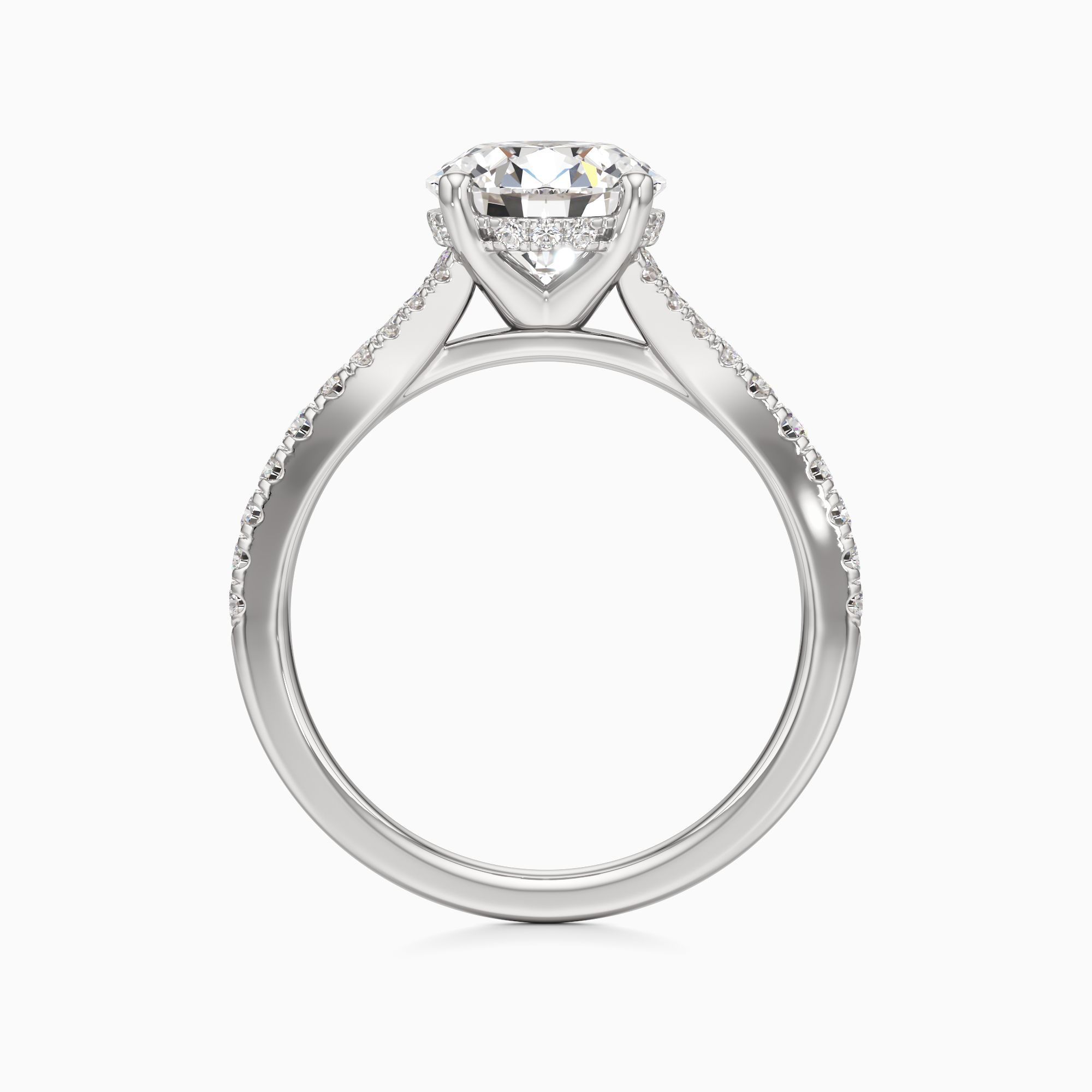 Verona Hidden Halo Lab Grown Diamond Round Engagement Ring - Top view – Image 2 of 4