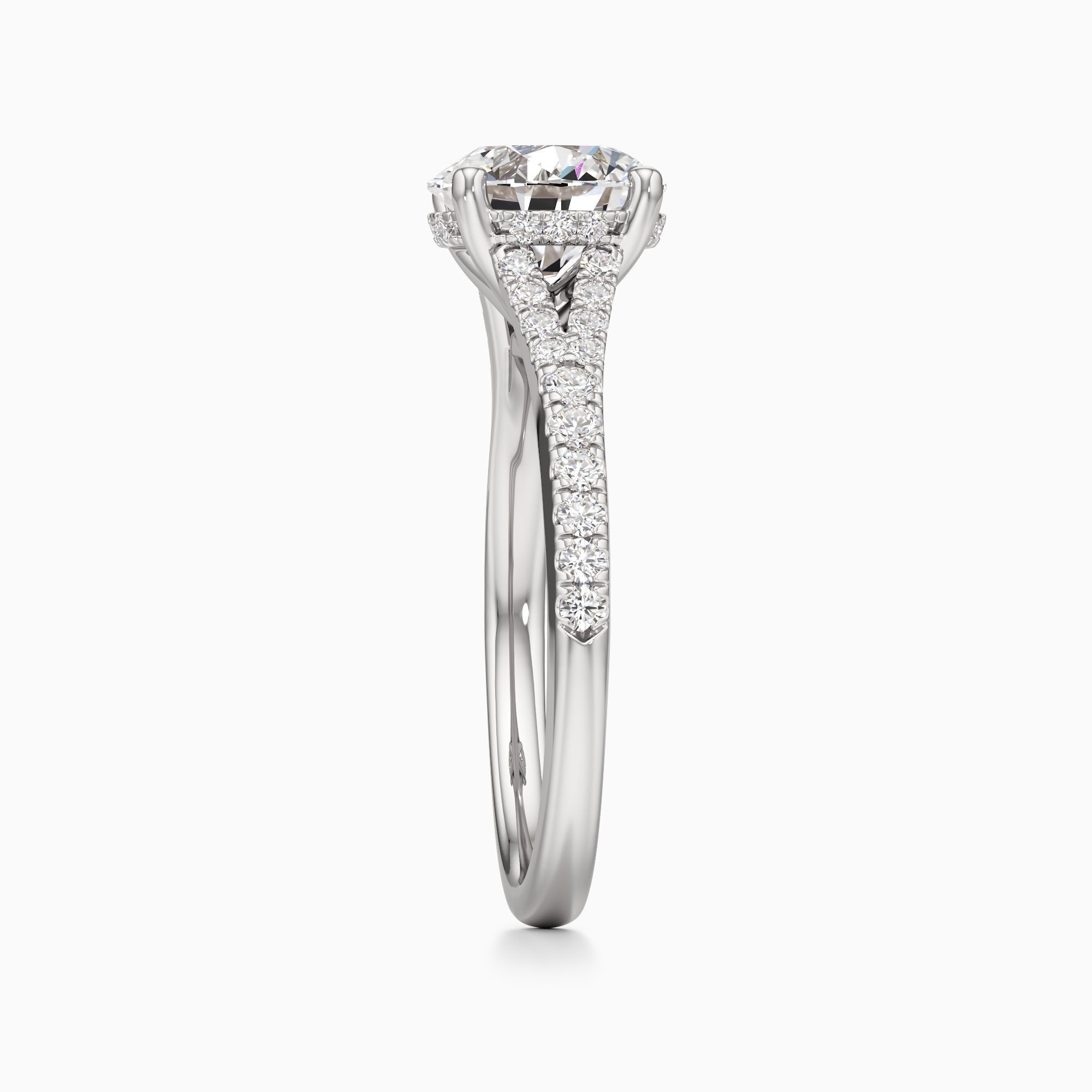 Verona Hidden Halo Lab Grown Diamond Round Engagement Ring - Side view – Image 4 of 4