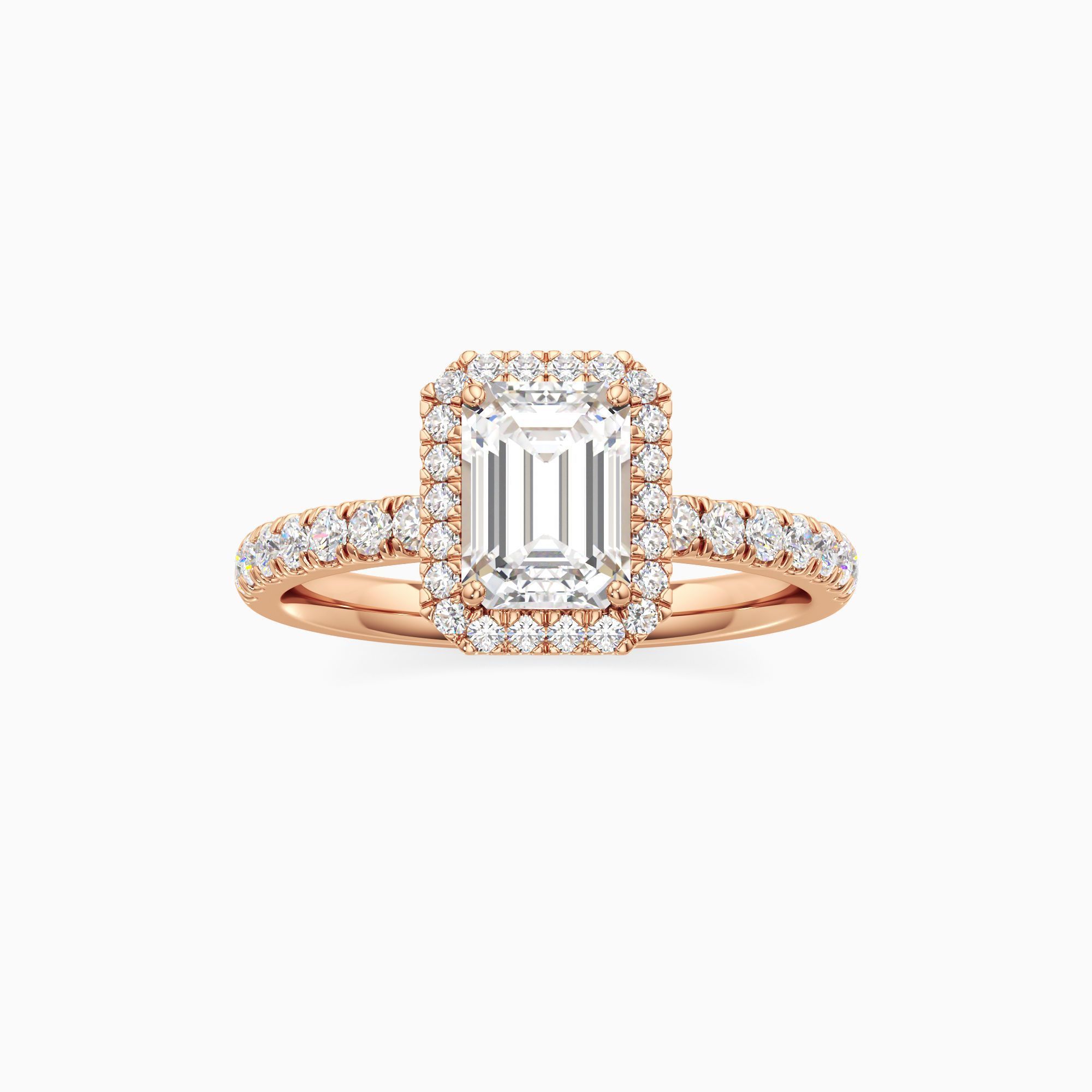 Drea Lab Grown Diamond Emerald-Cut Engagement Ring - Through Finger view – Image 3 of 4