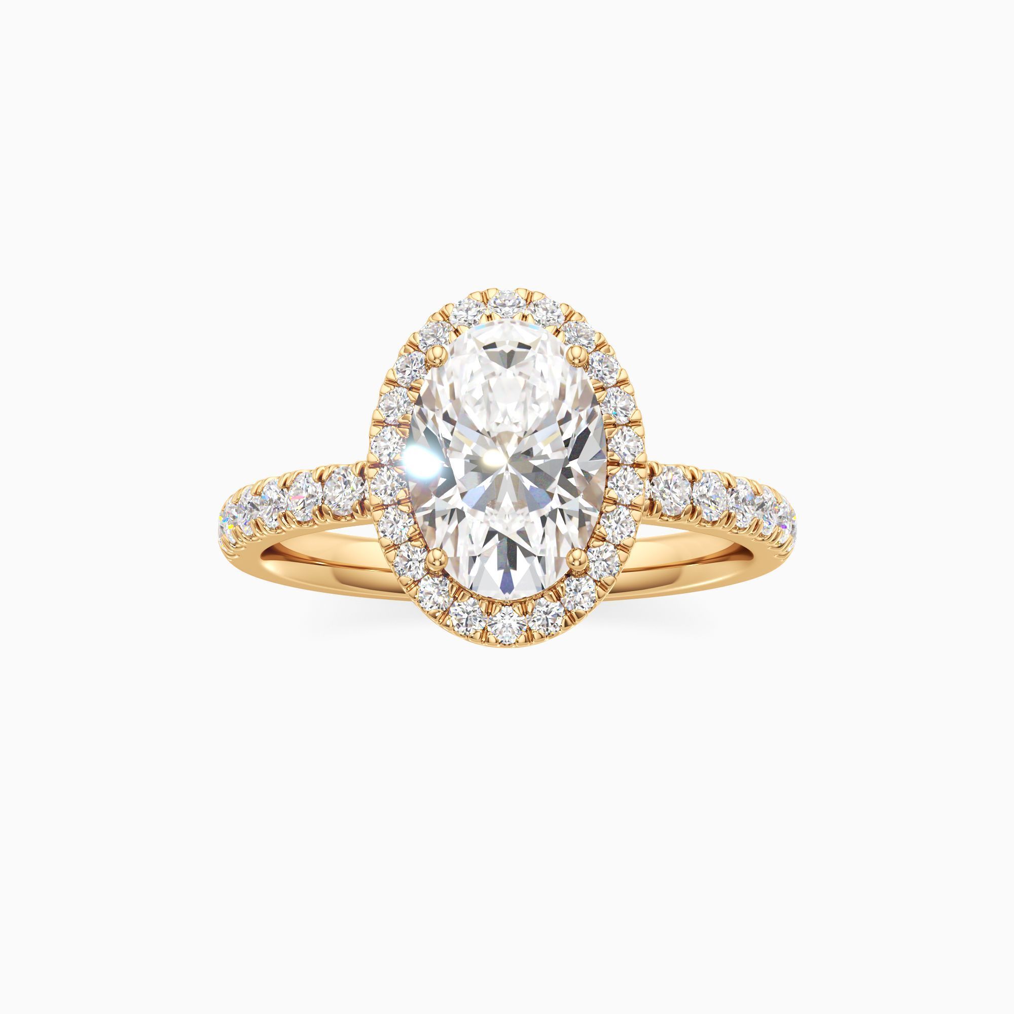 Drea Lab Grown Diamond Oval Engagement Ring - Through Finger view – Image 3 of 4