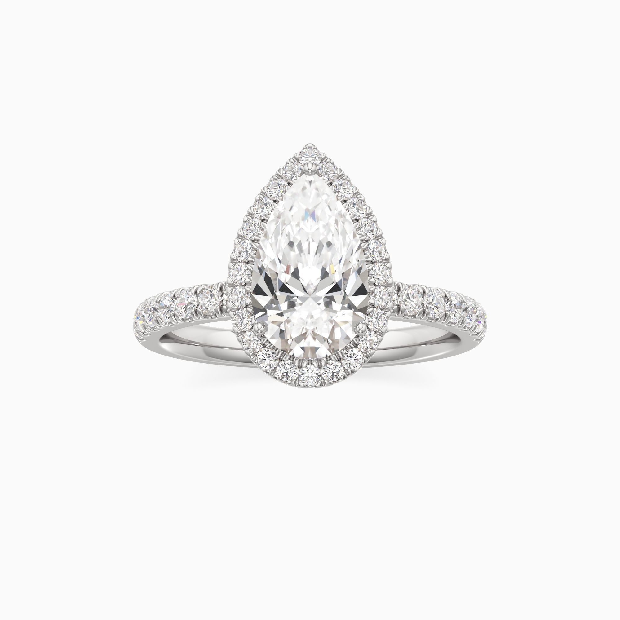 Drea Lab Grown Diamond Pear-Shaped Engagement Ring - Through Finger view – Image 3 of 4