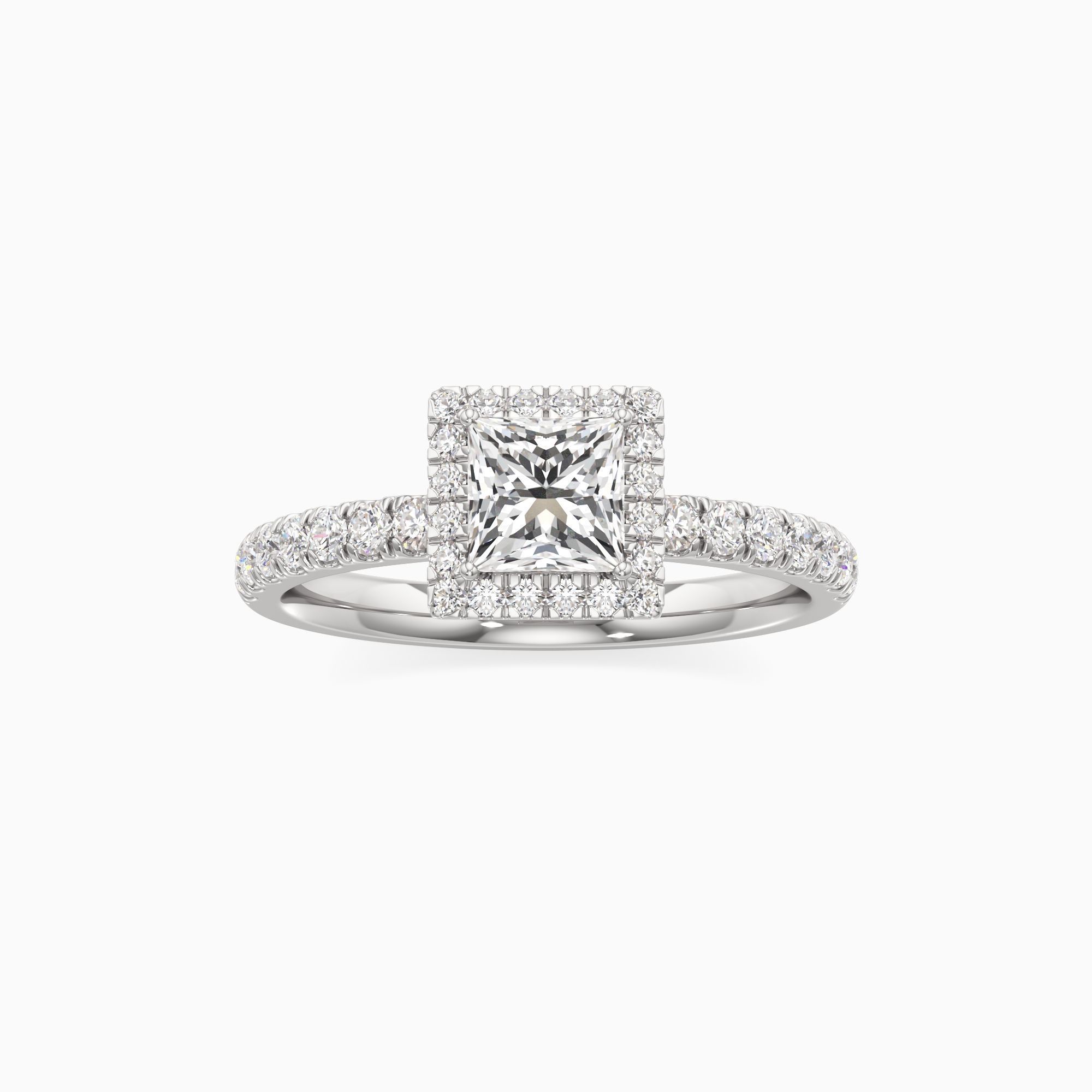 Drea Lab Grown Diamond Princess-Cut Engagement Ring - Through Finger view – Image 3 of 4