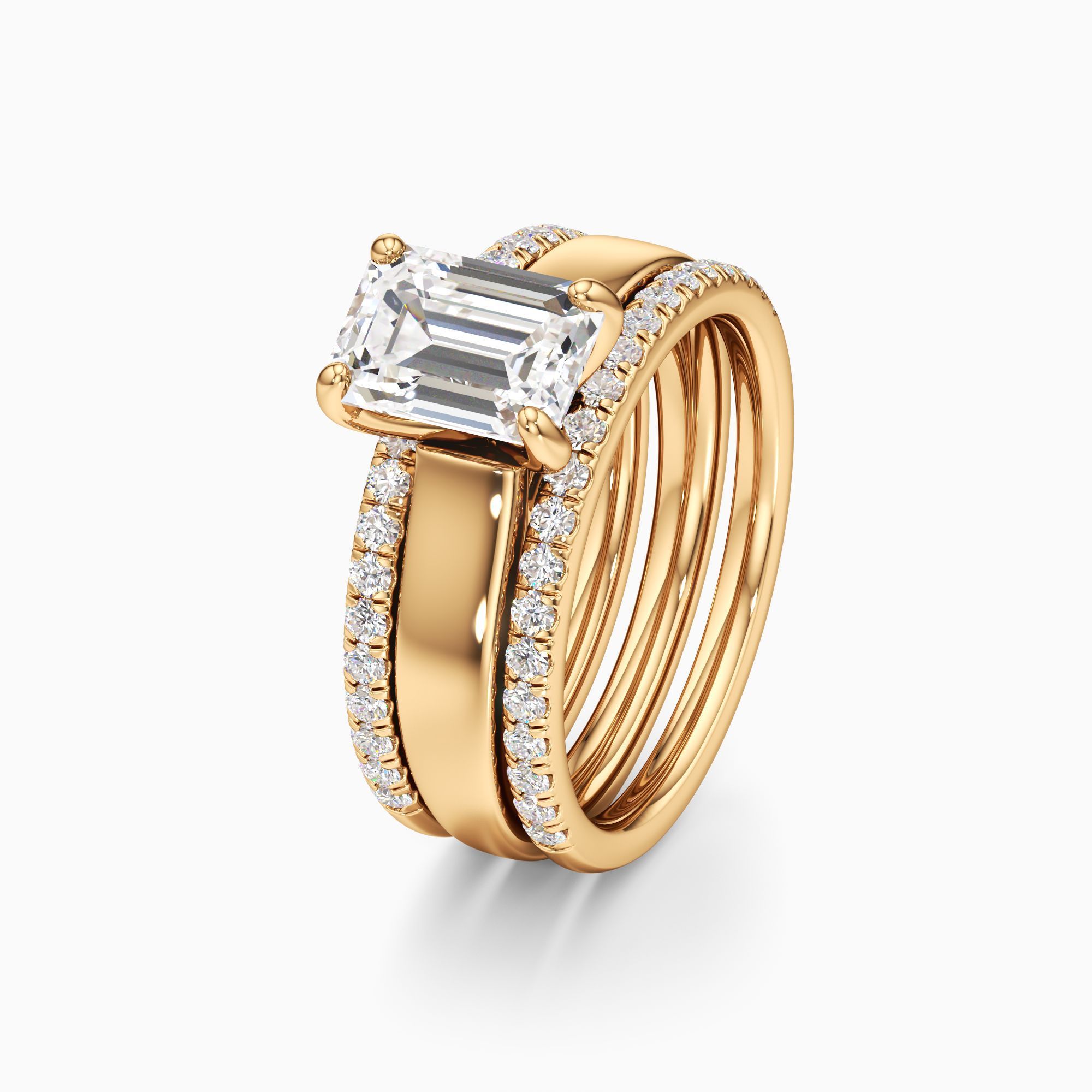 Devon Natural Diamond Emerald-Cut Engagement Ring with Wedding Bands - Primary view – Image 1 of 4