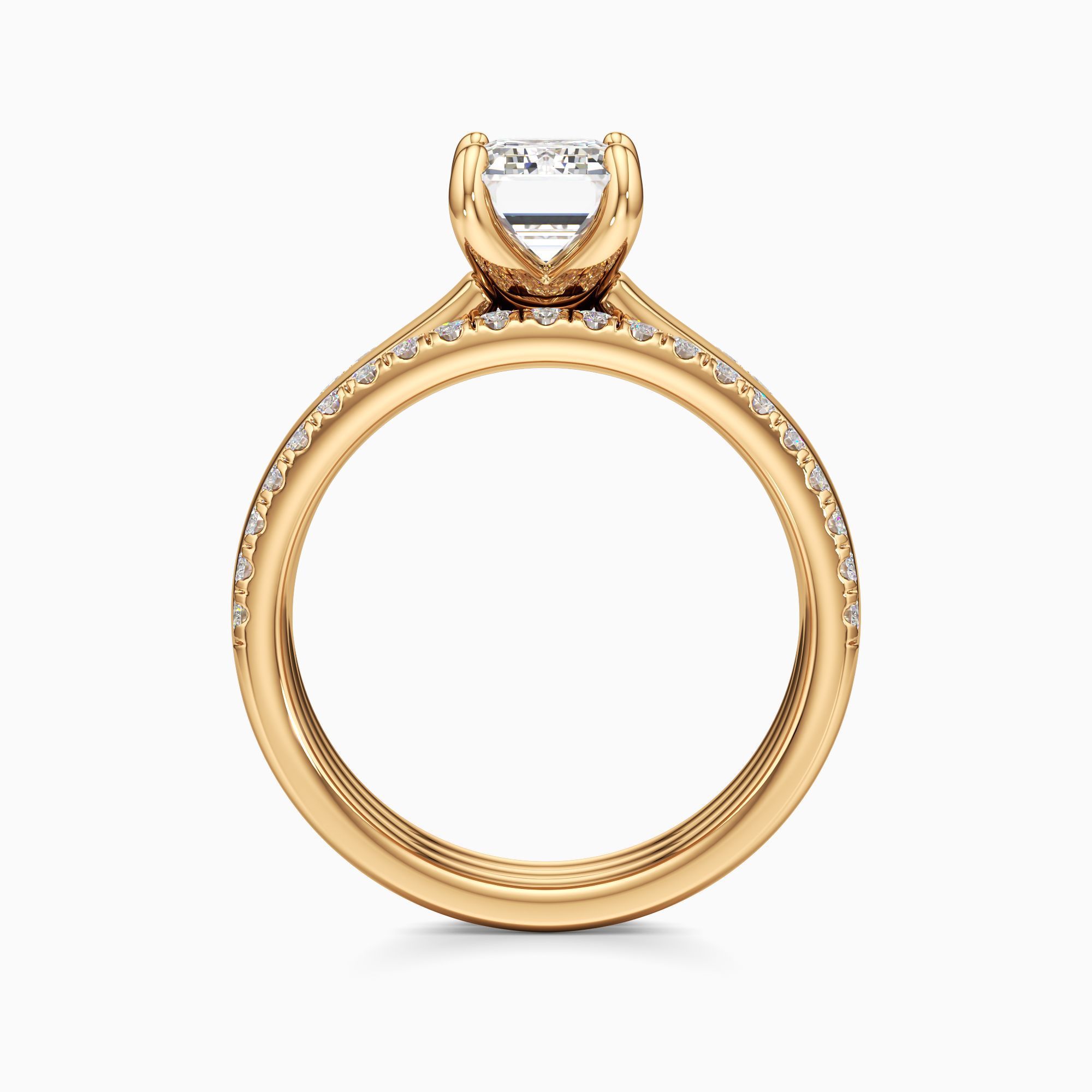 Devon Natural Diamond Emerald-Cut Engagement Ring with Wedding Bands - Top view – Image 2 of 4