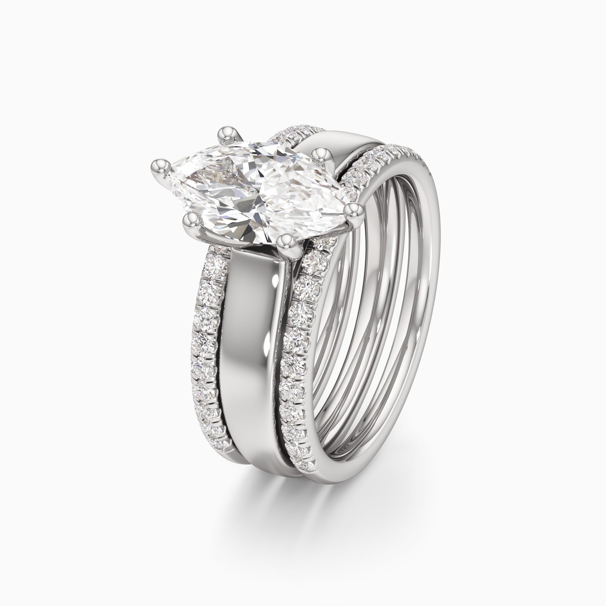 Devon Lab Grown Diamond Marquise-Cut Engagement Ring with Wedding Bands - Primary view – Image 1 of 4