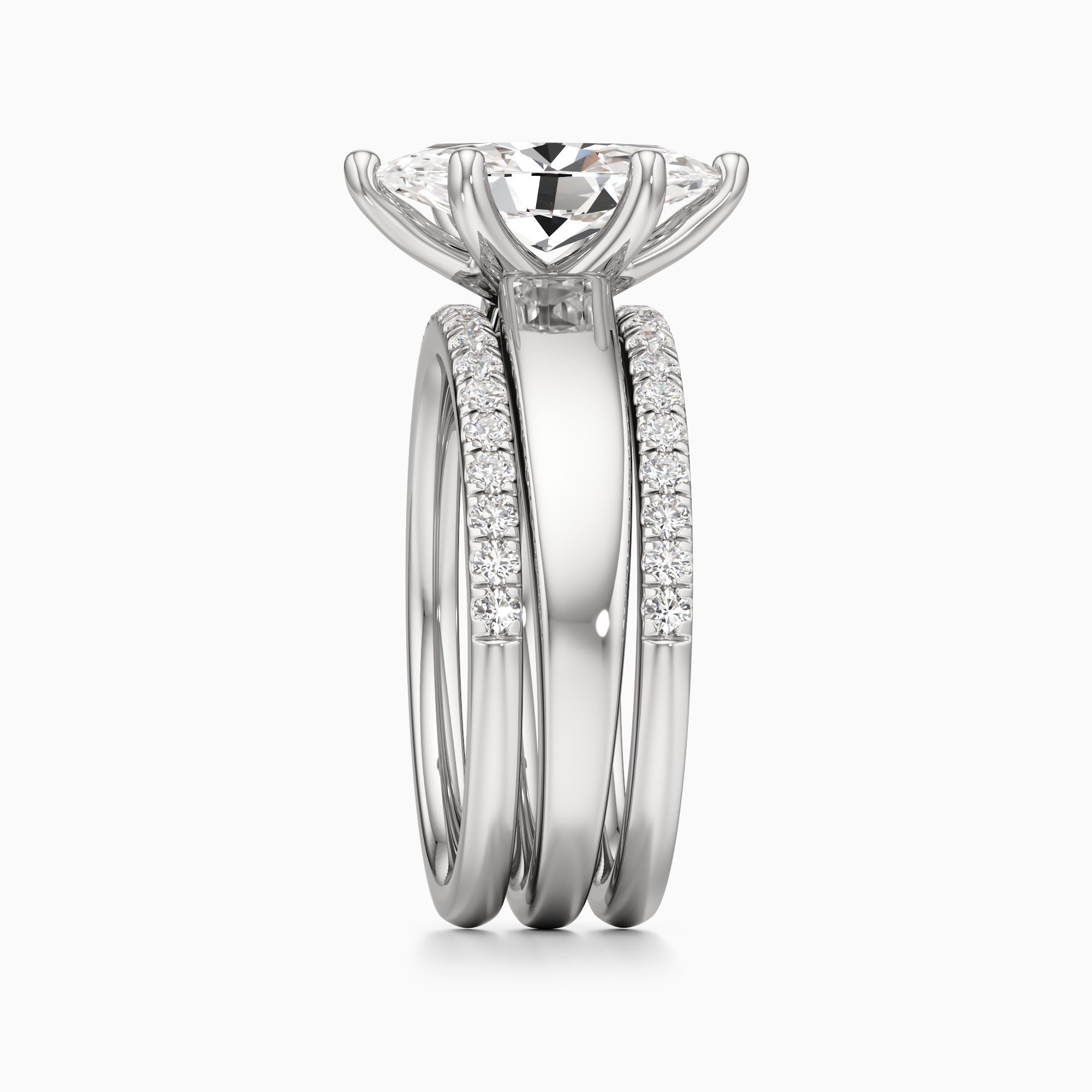 Devon Lab Grown Diamond Marquise-Cut Engagement Ring with Wedding Bands - Side view – Image 4 of 4