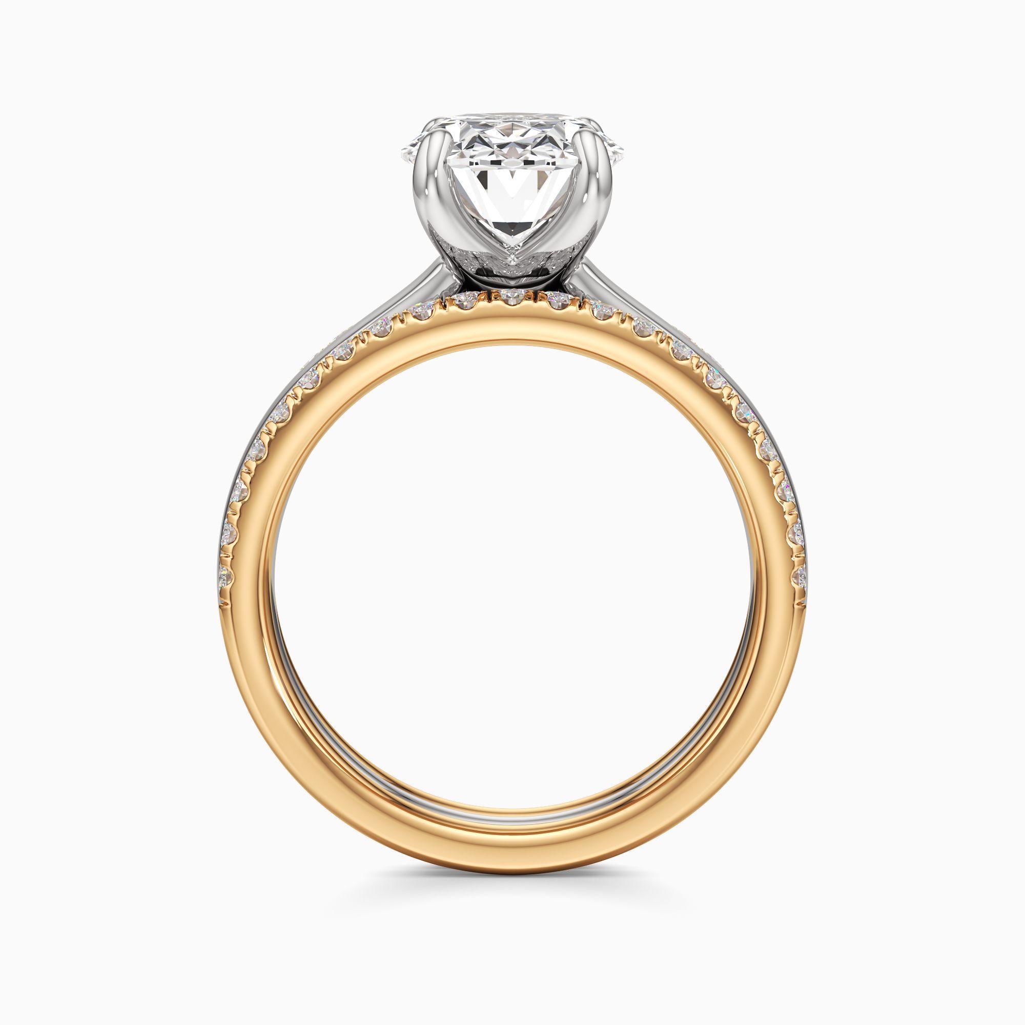 Devon Lab Grown Diamond Oval Engagement Ring with Wedding Bands - Top view – Image 2 of 4