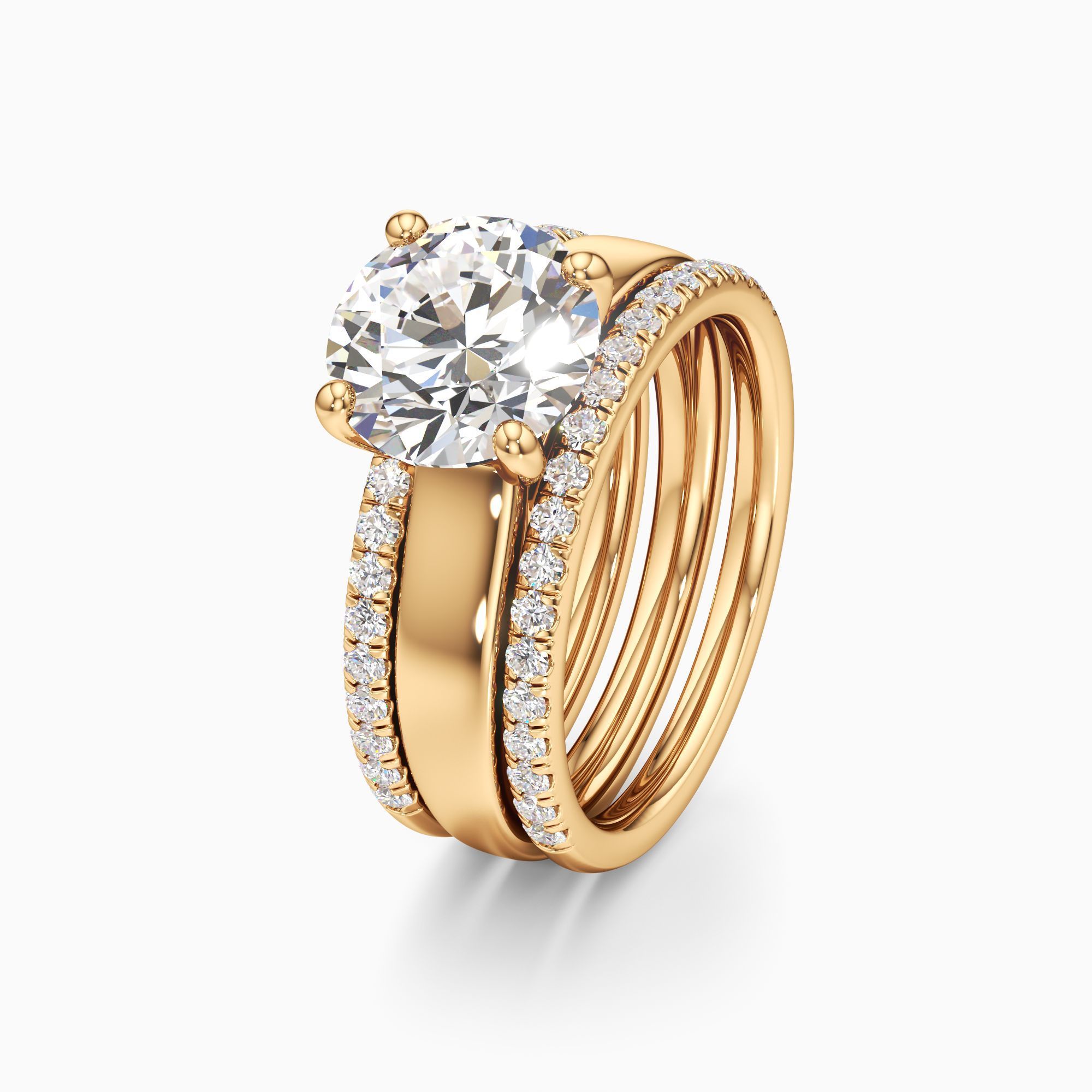 Devon Lab Grown Diamond Round Engagement Ring with Wedding Bands - Primary view – Image 1 of 4