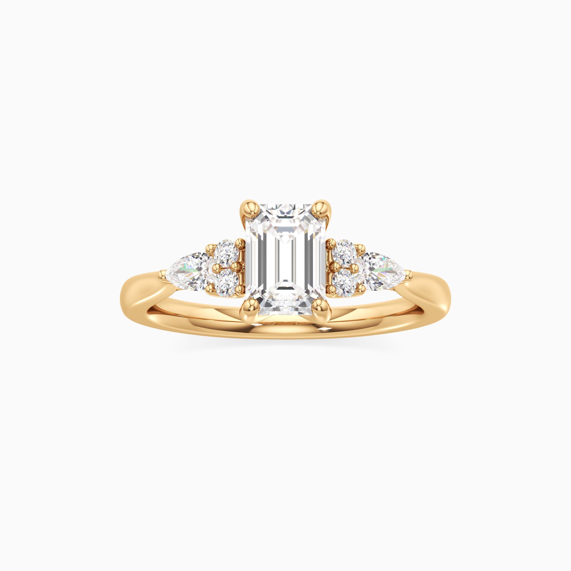 Chelsea Lab Grown Diamond Emerald-Cut Engagement Ring - Through Finger view – Image 3 of 4