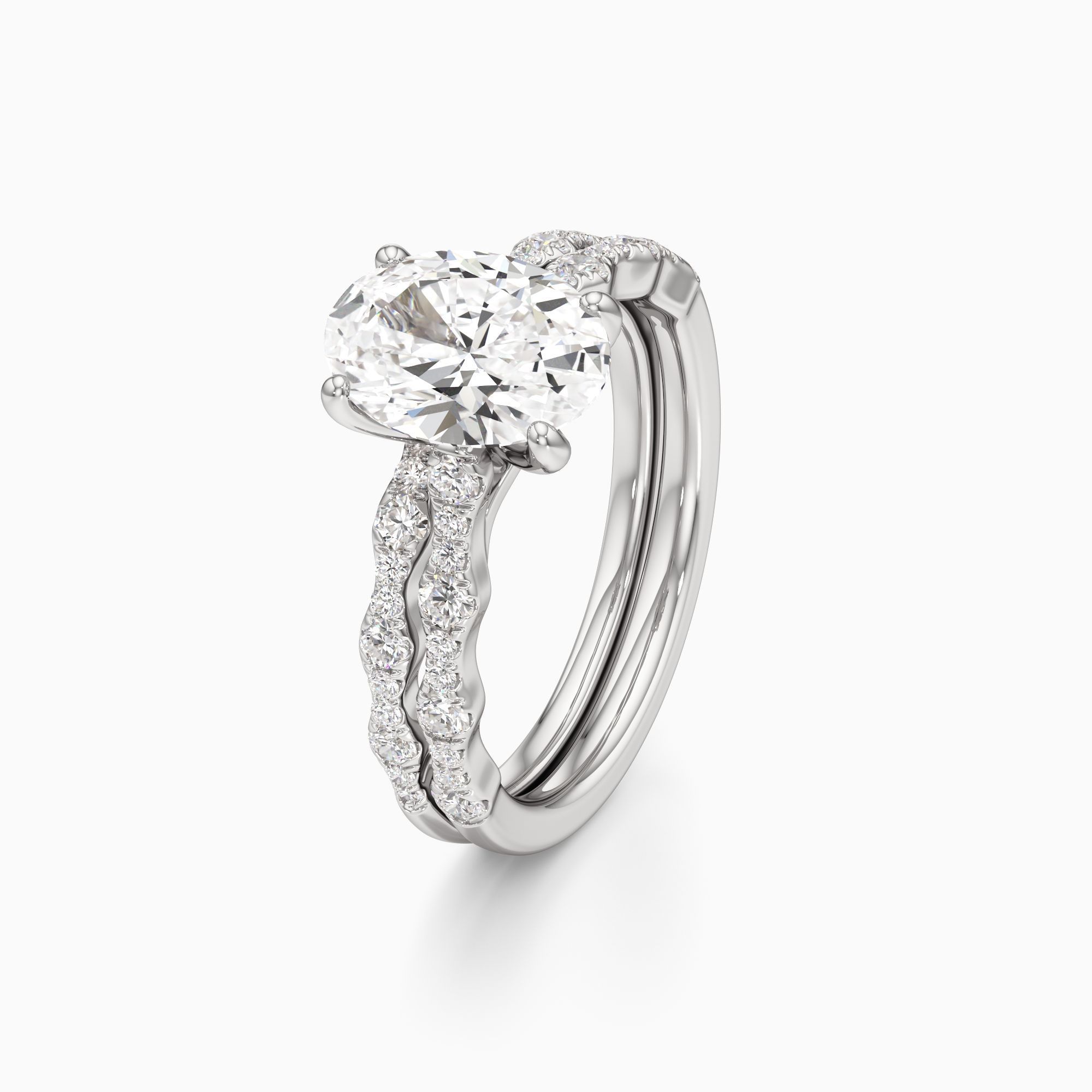 Geneva Lab Grown Diamond Oval Engagement Ring with Wedding Band - Primary view – Image 1 of 4