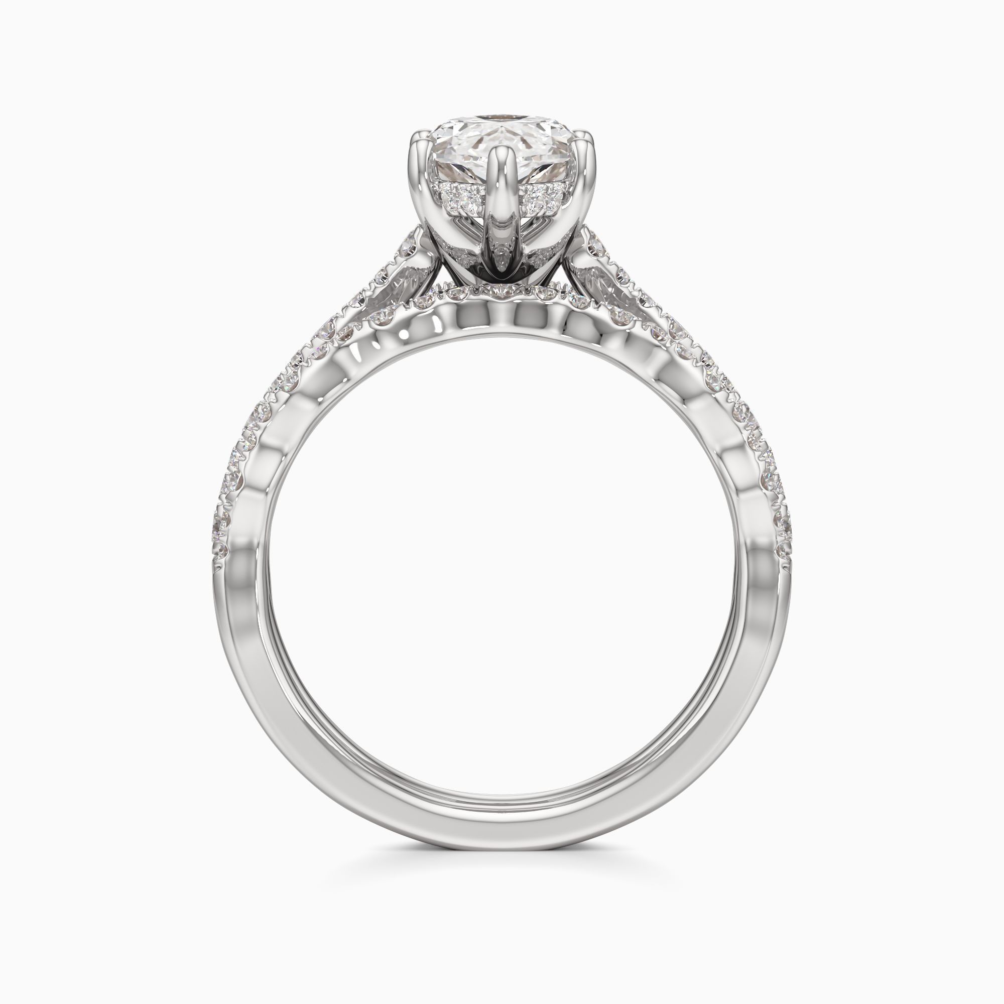Geneva Hidden Halo Lab Grown Diamond Marquise-Cut Engagement Ring with Wedding Bands - Top view – Image 2 of 4