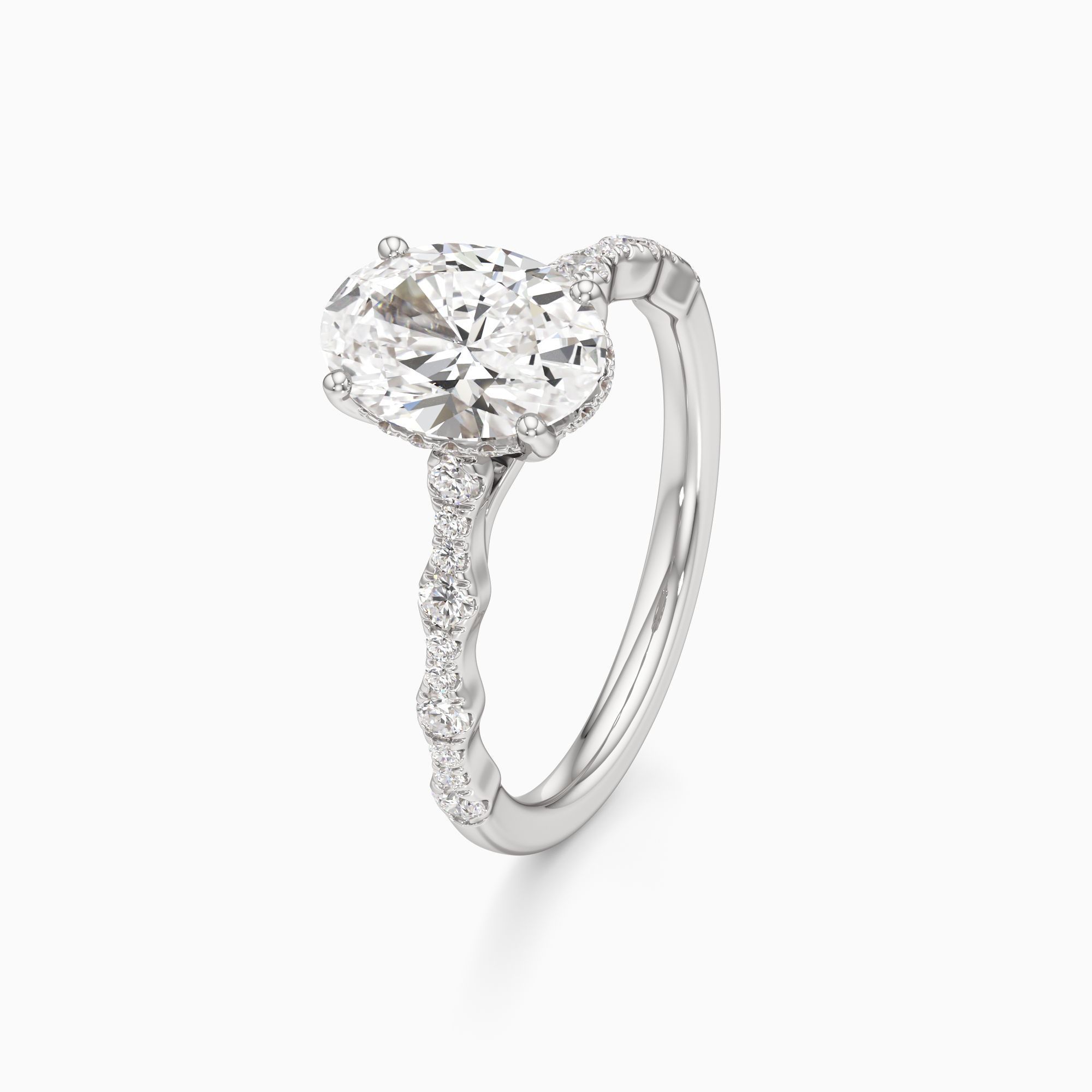 Geneva Hidden Halo Lab Grown Diamond Oval Engagement Ring - Primary view – Image 1 of 4