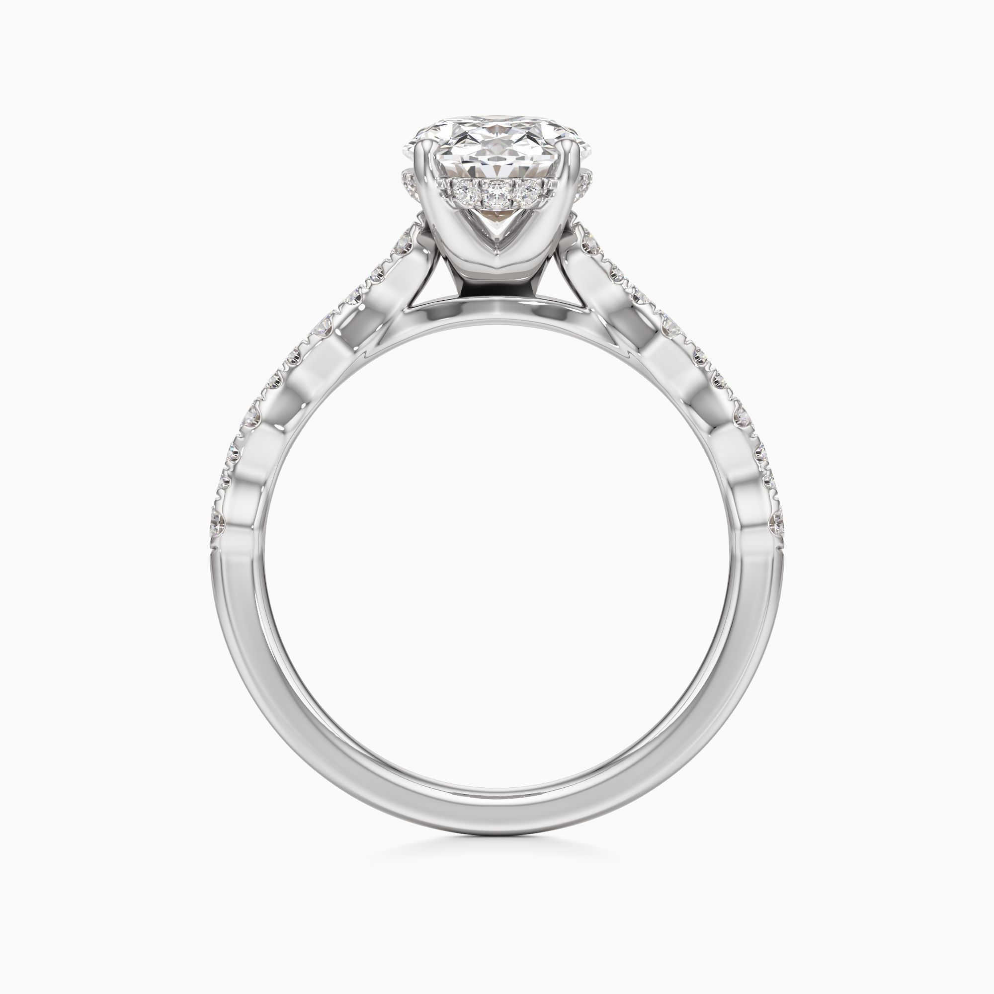 Geneva Hidden Halo Lab Grown Diamond Oval Engagement Ring - Top view – Image 2 of 4