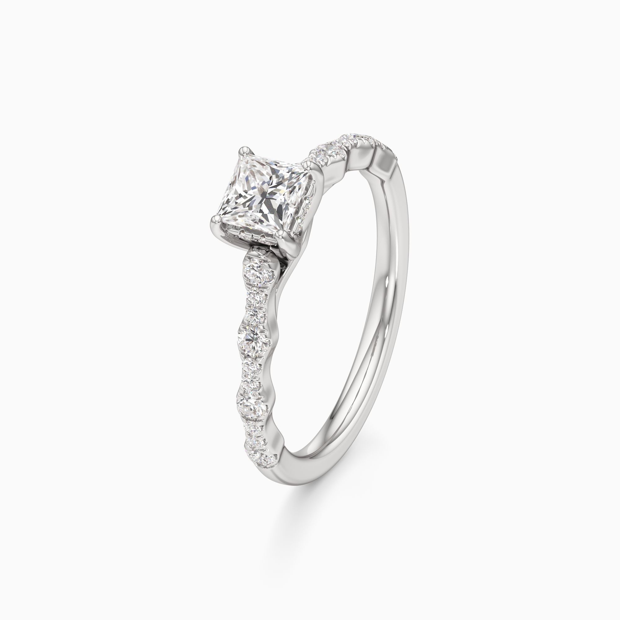 Geneva Hidden Halo Lab Grown Diamond Princess-Cut Engagement Ring - Primary view – Image 1 of 4