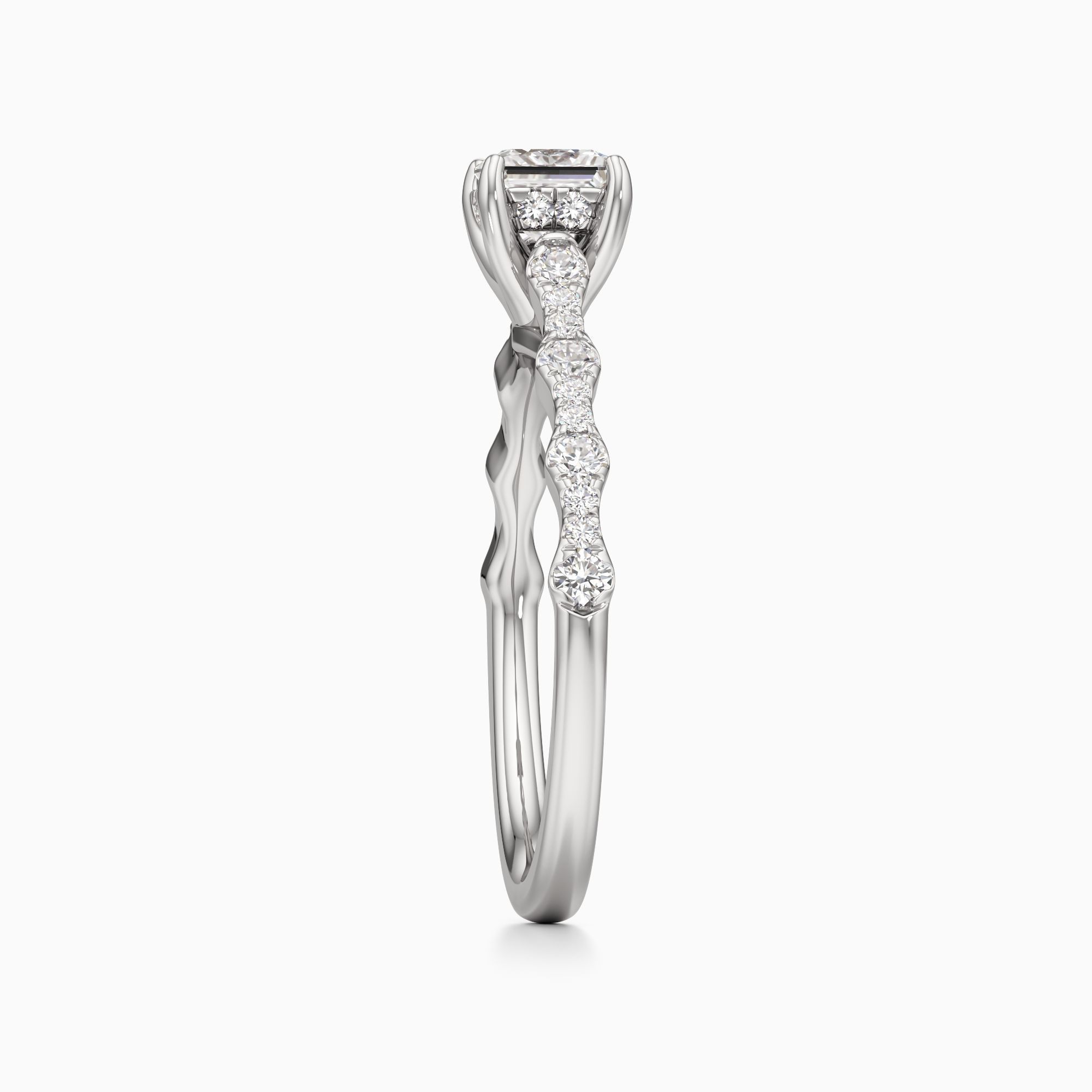 Geneva Hidden Halo Lab Grown Diamond Princess-Cut Engagement Ring - Side view – Image 4 of 4