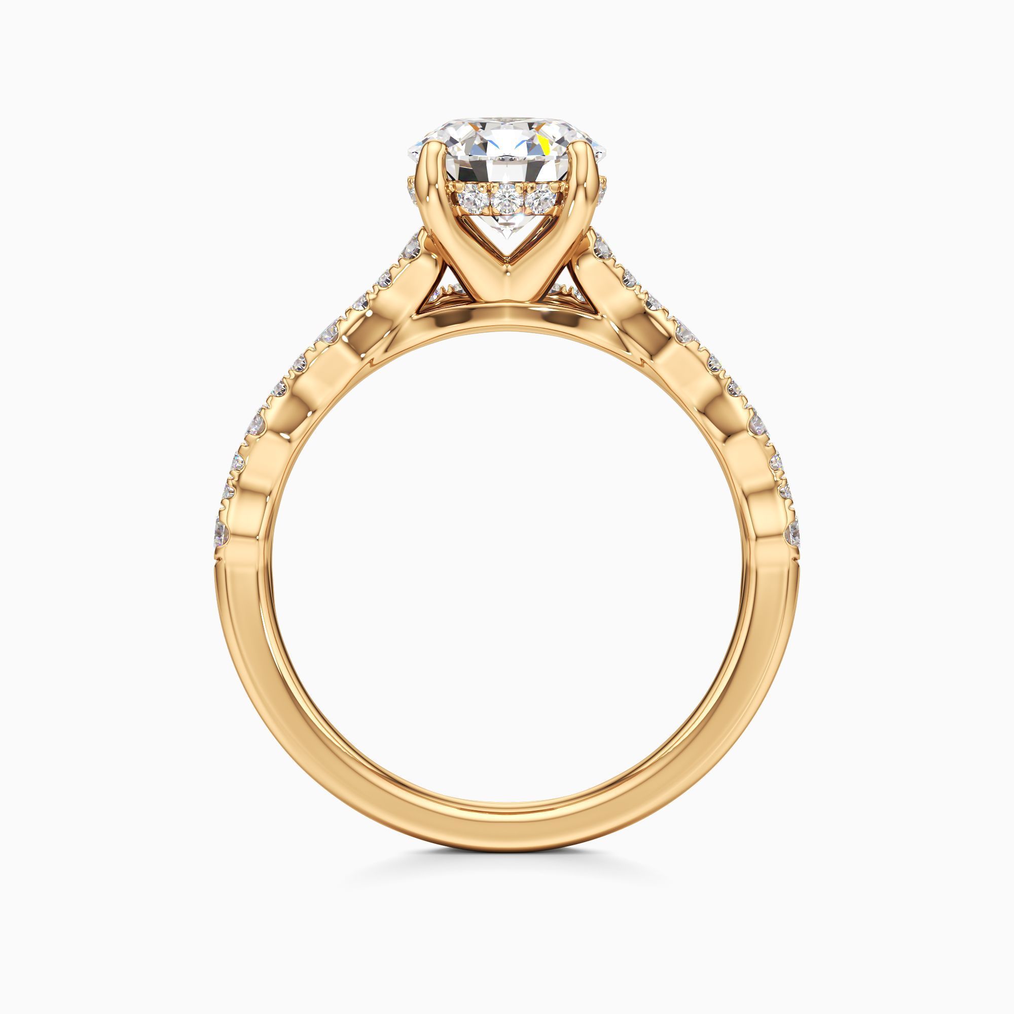 Geneva Hidden Halo Lab Grown Diamond Round Engagement Ring with Wedding Band - Top view – Image 2 of 4