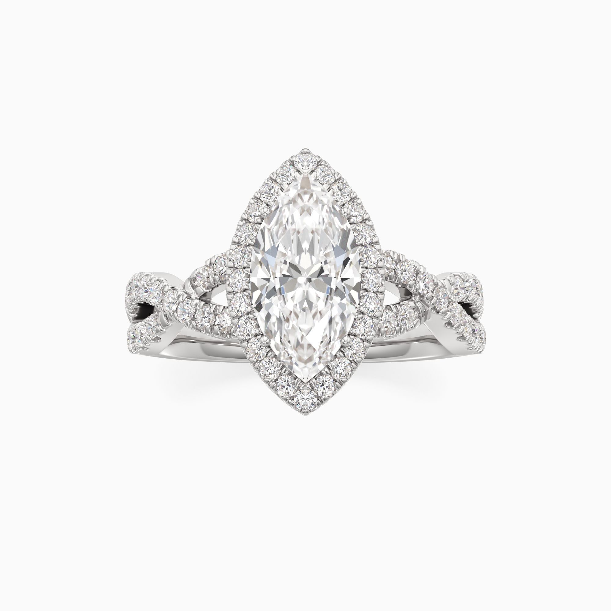 Manon Natural Diamond Marquise-Cut Engagement Ring - Through Finger view – Image 3 of 4
