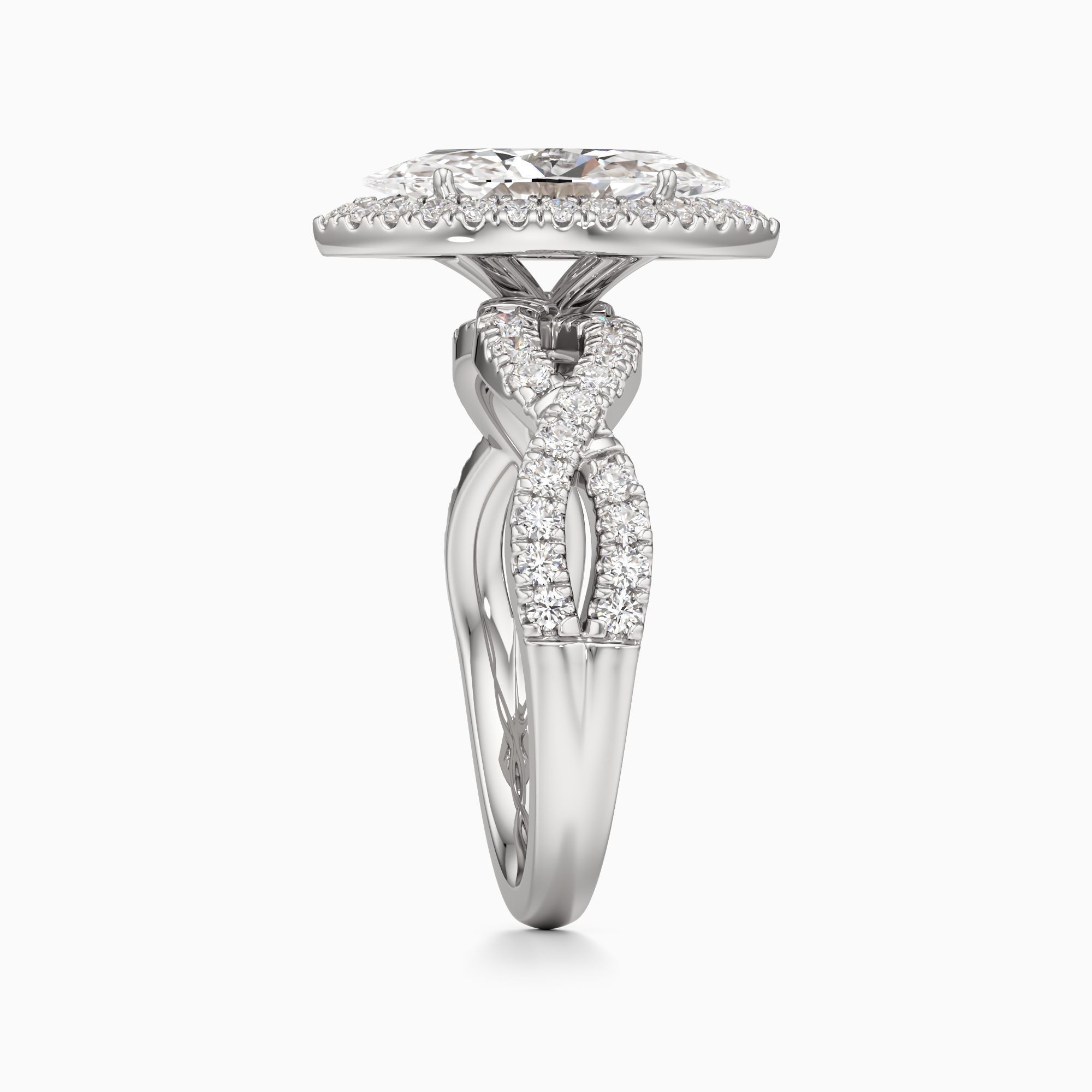 Manon Natural Diamond Marquise-Cut Engagement Ring - Side view – Image 4 of 4