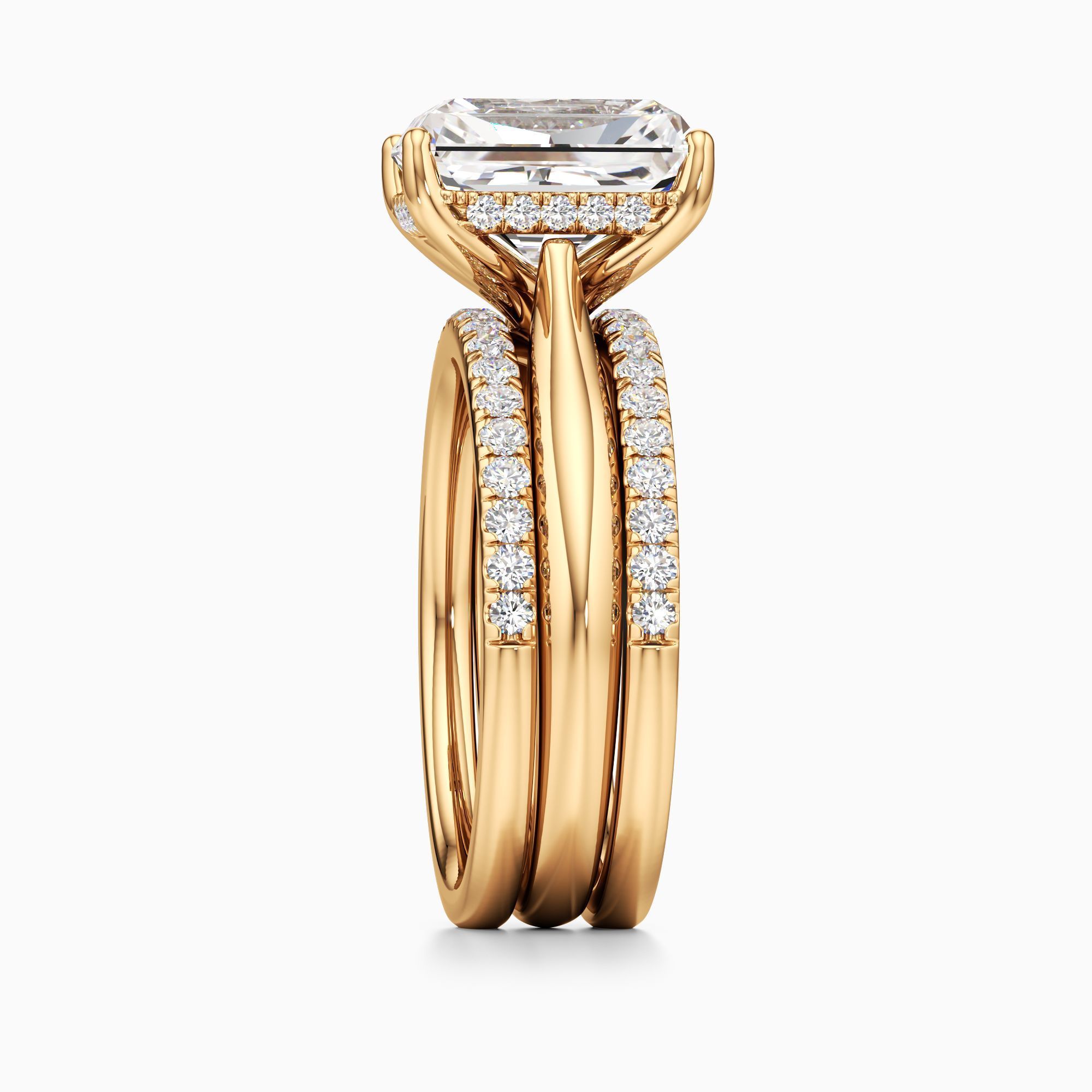 Hope Lab Grown Diamond Radiant-Cut Engagement Ring with Wedding Bands - Side view – Image 4 of 4