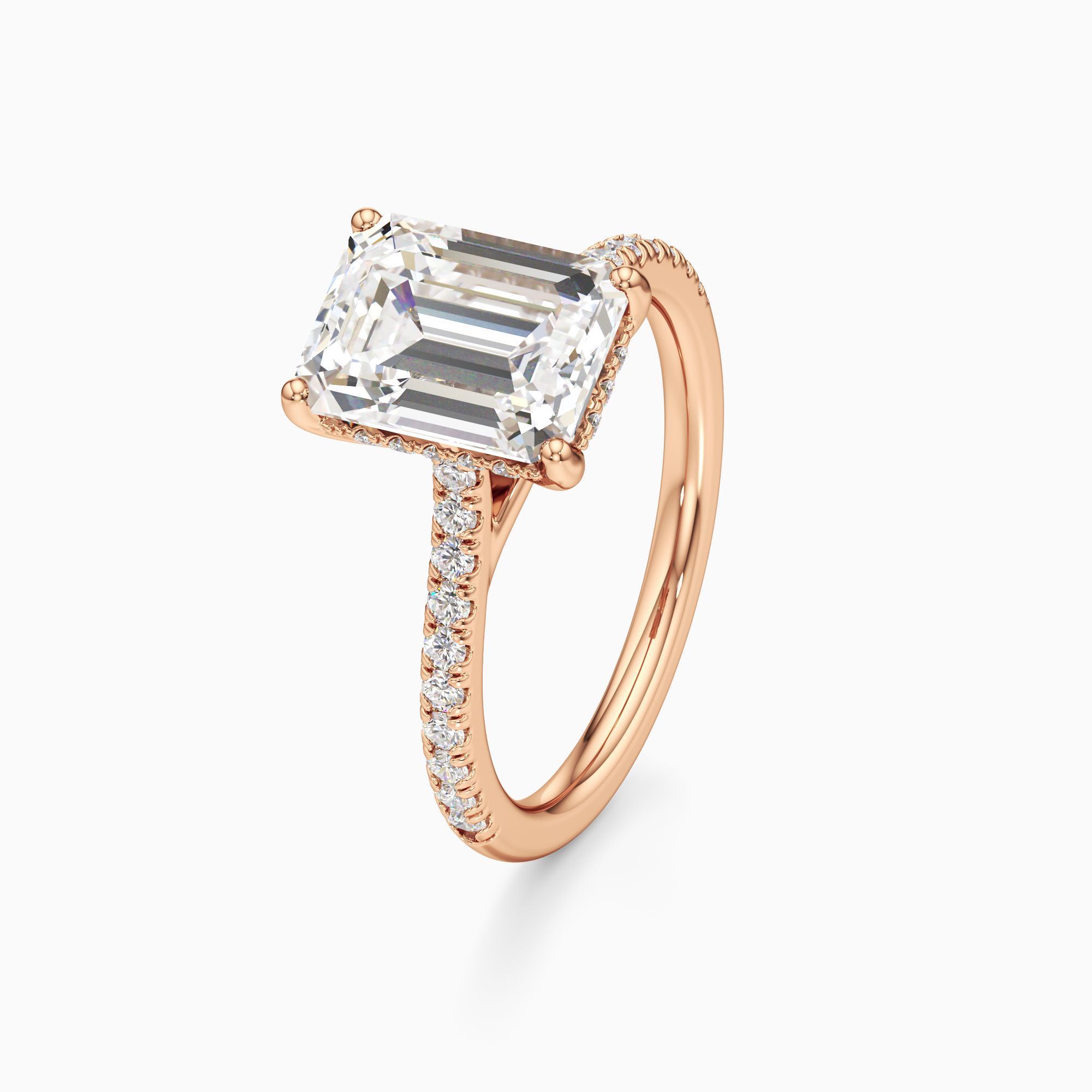 Luce Hidden Halo Lab Grown Diamond Emerald-Cut Engagement Ring - Primary view – Image 1 of 4