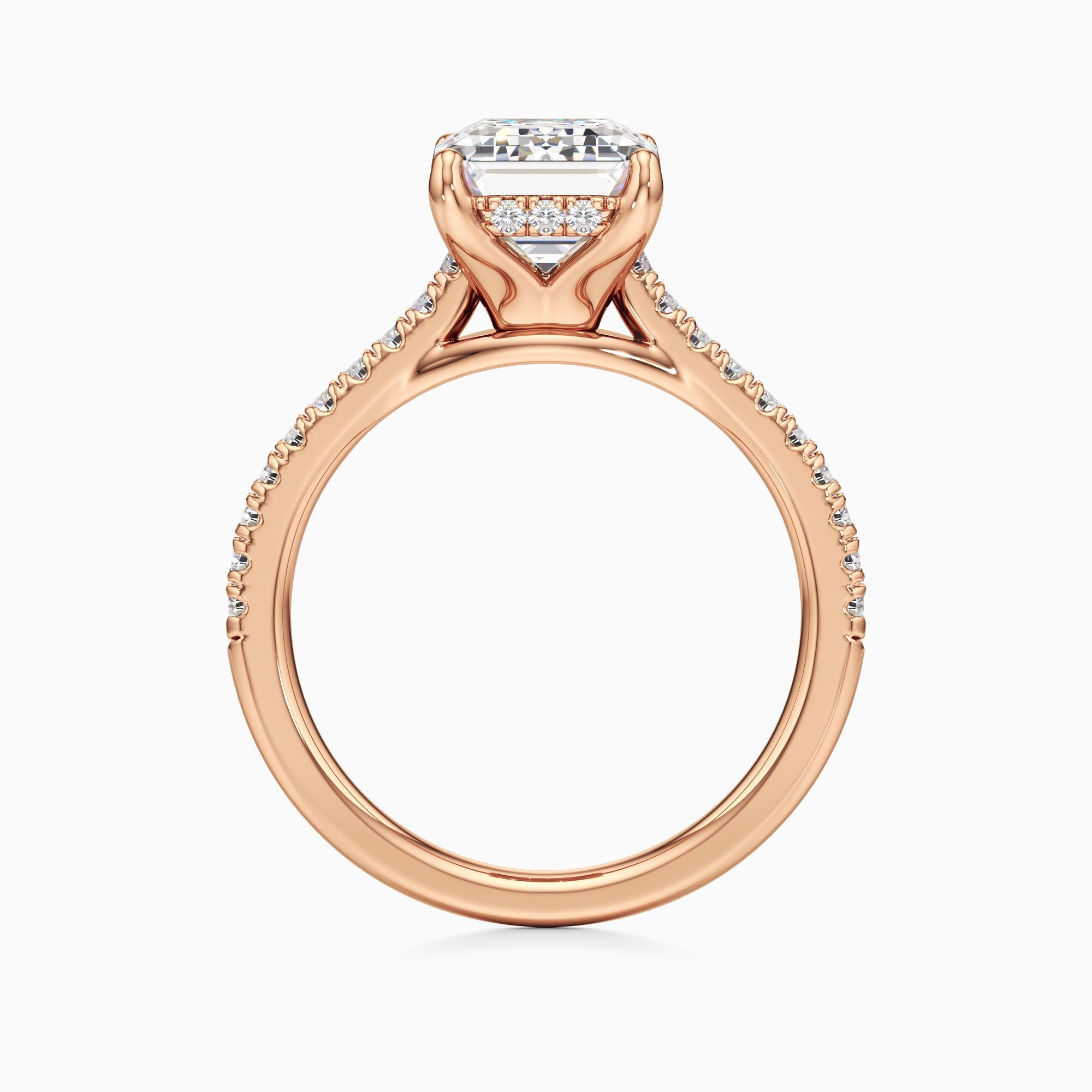 Luce Hidden Halo Lab Grown Diamond Emerald-Cut Engagement Ring - Top view – Image 2 of 4