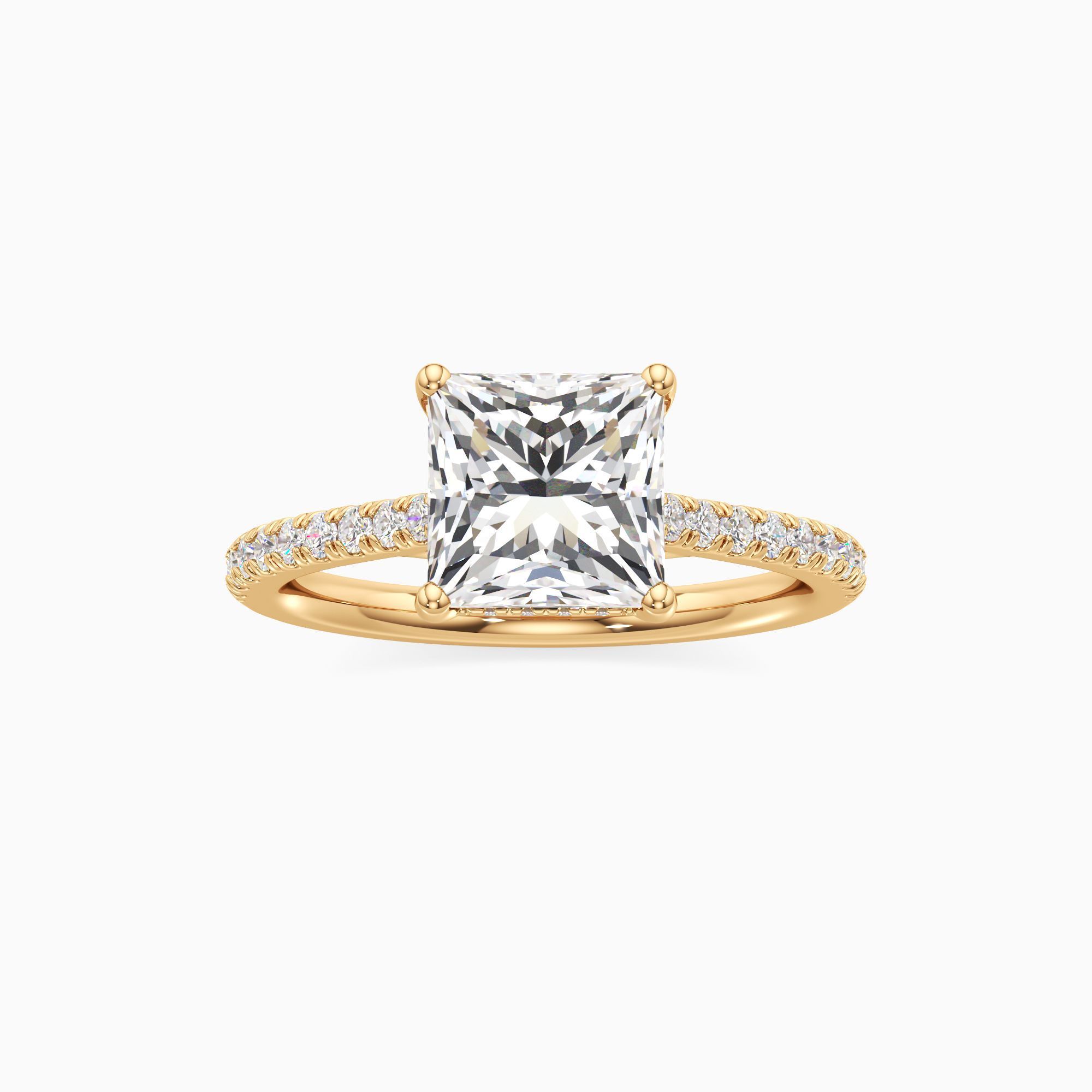 Luce Hidden Halo Lab Grown Diamond Princess-Cut Engagement Ring - Through Finger view – Image 3 of 4