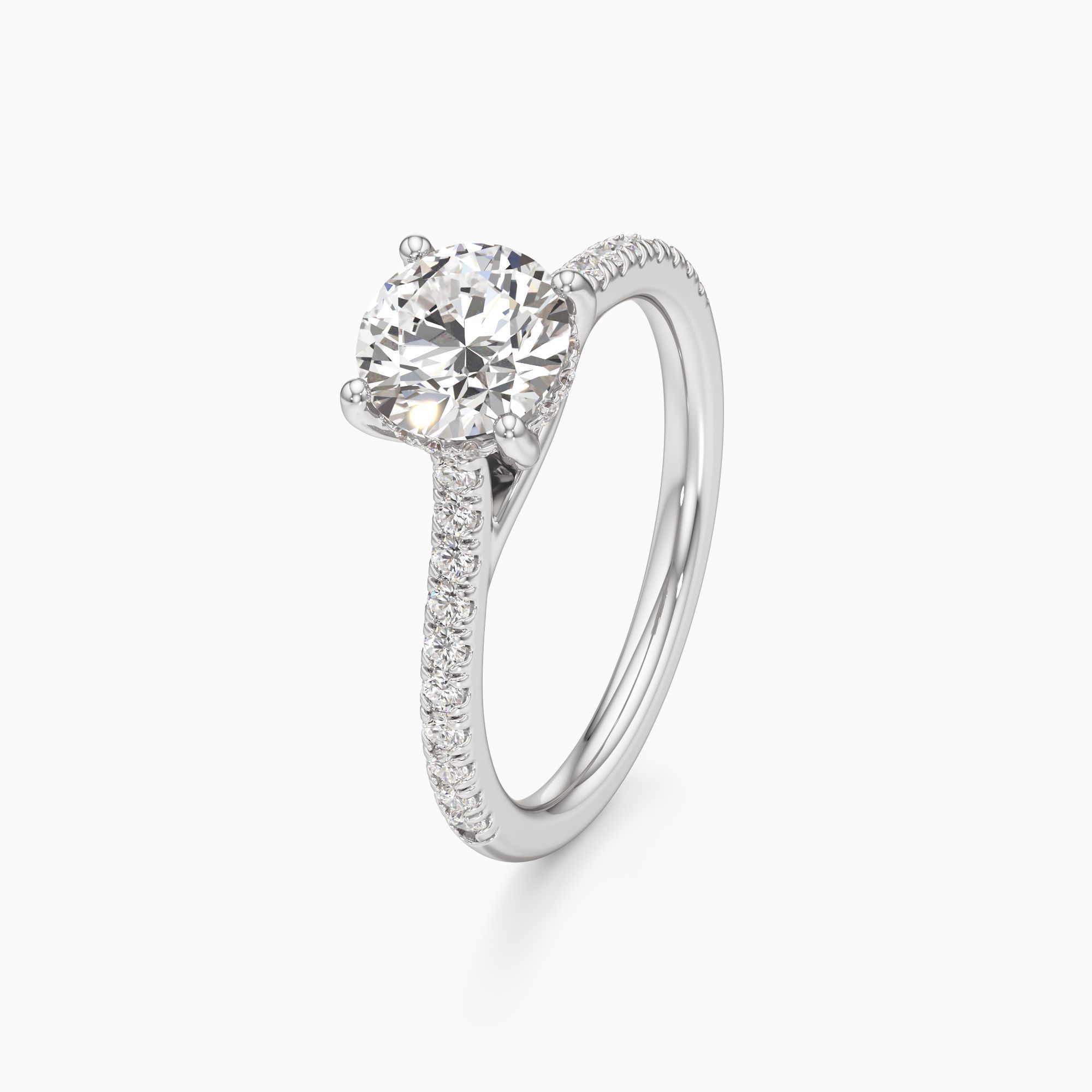 Luce Hidden Halo Lab Grown Diamond Round Engagement Ring - Primary view – Image 1 of 4