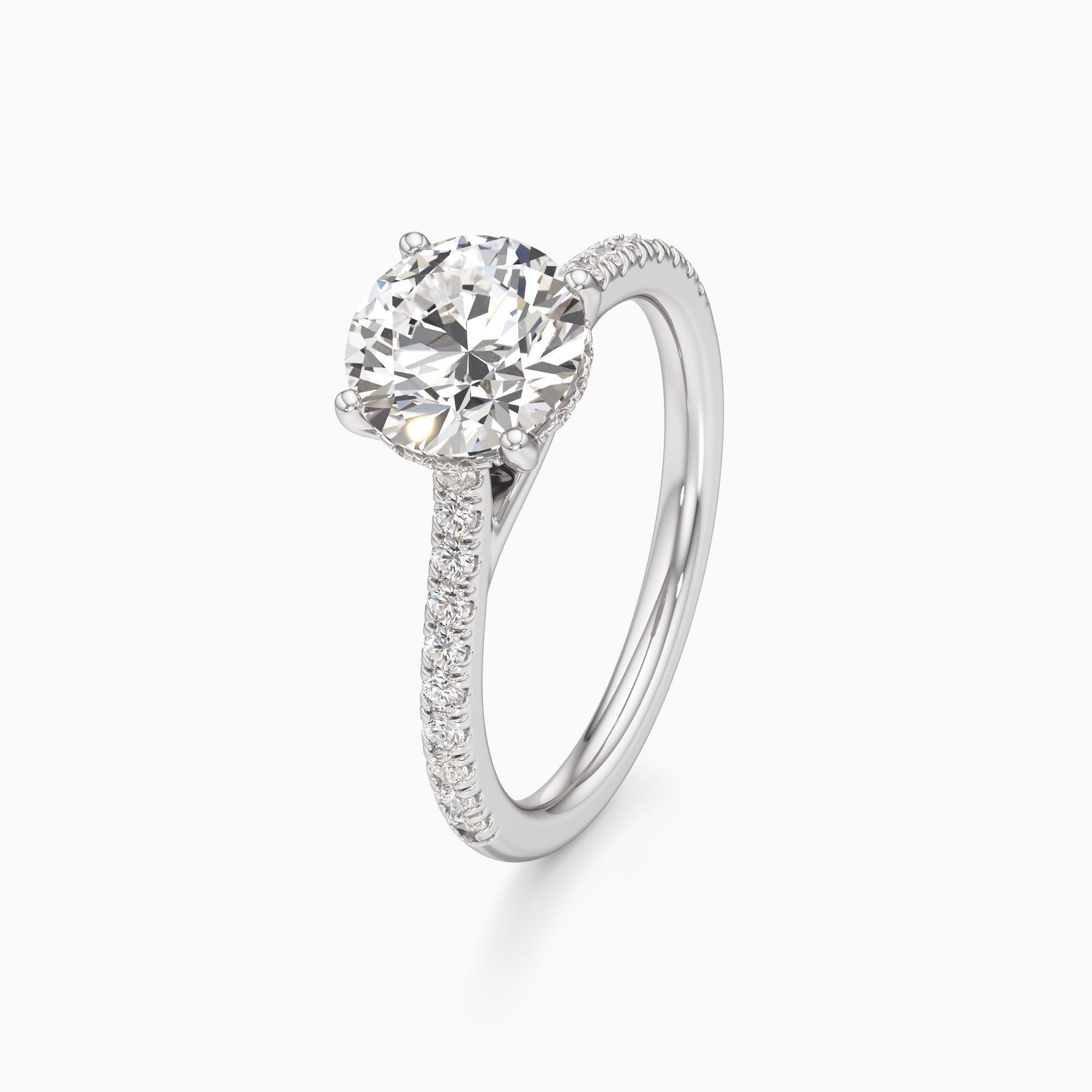 Luce Hidden Halo Lab Grown Diamond Round Engagement Ring - Primary view – Image 1 of 4