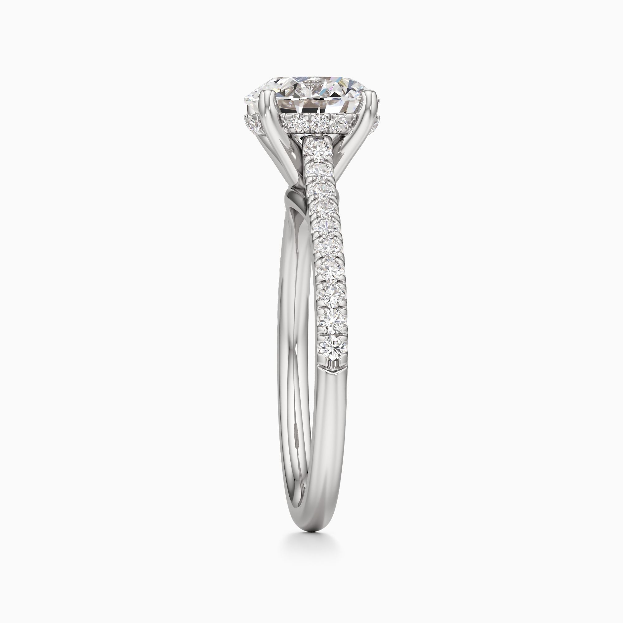 Luce Hidden Halo Lab Grown Diamond Round Engagement Ring - Side view – Image 4 of 4