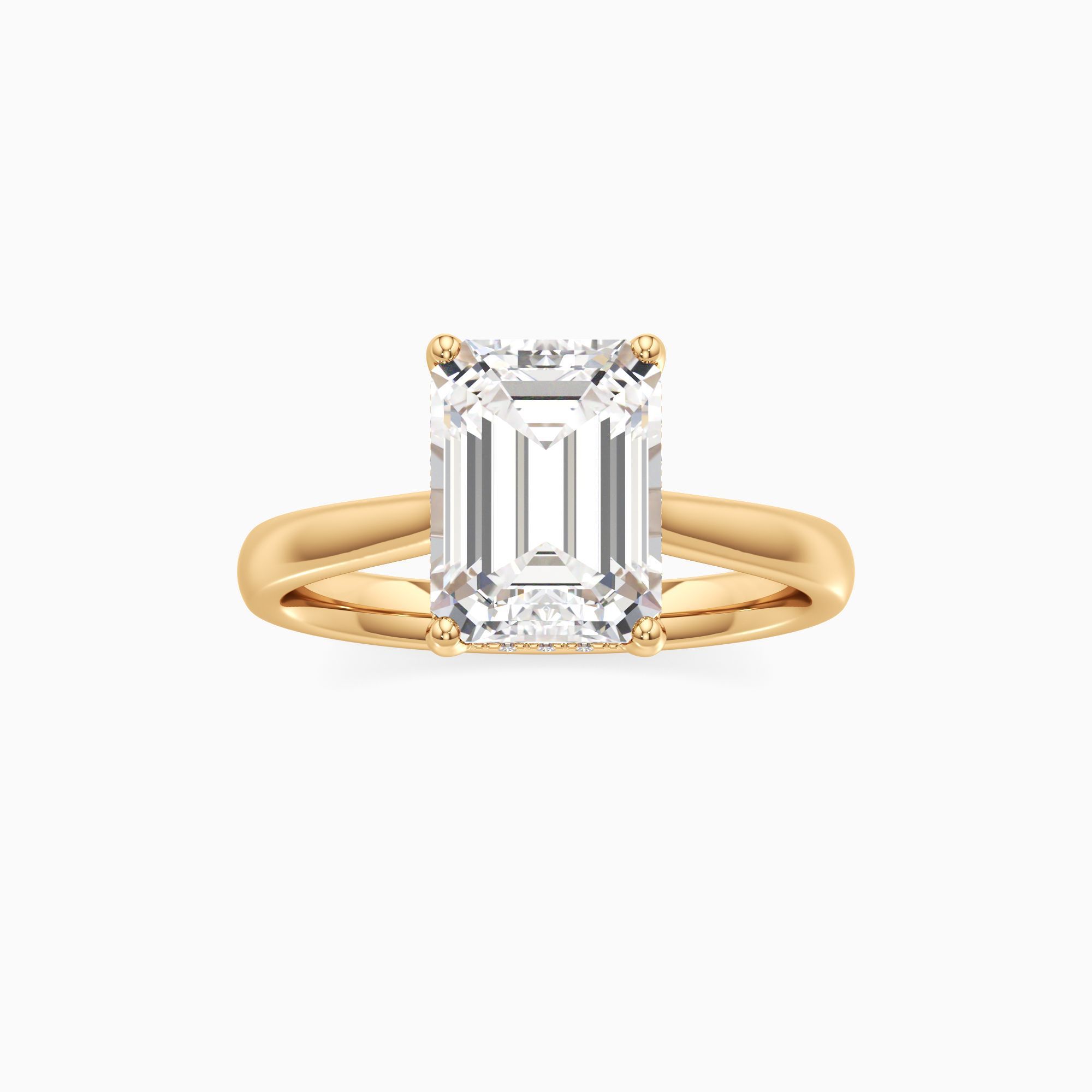 Kerry Lab Grown Diamond Emerald-Cut Engagement Ring - Through Finger view – Image 3 of 4