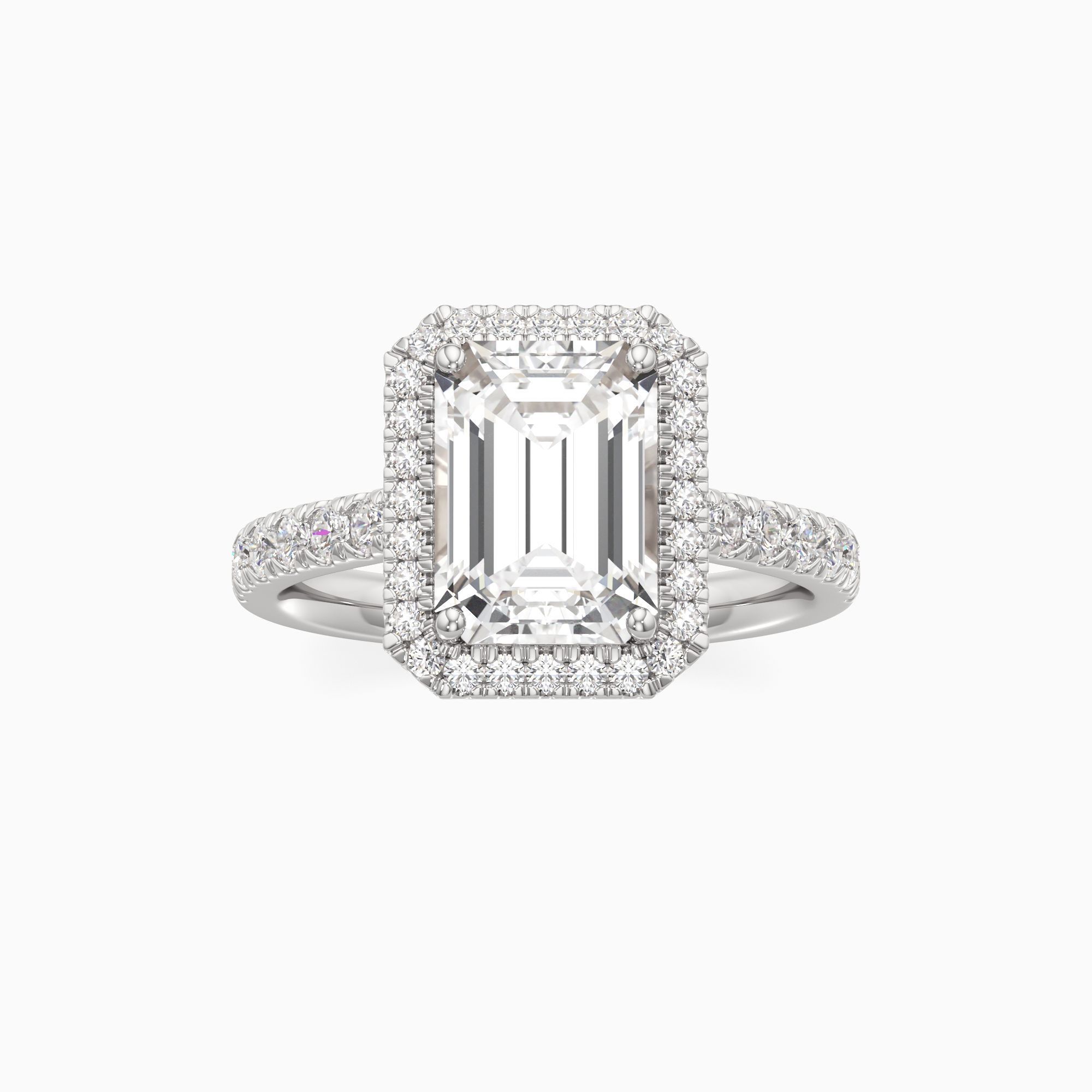 Amira Lab Grown Diamond Emerald-Cut Engagement Ring - Through Finger view – Image 3 of 4