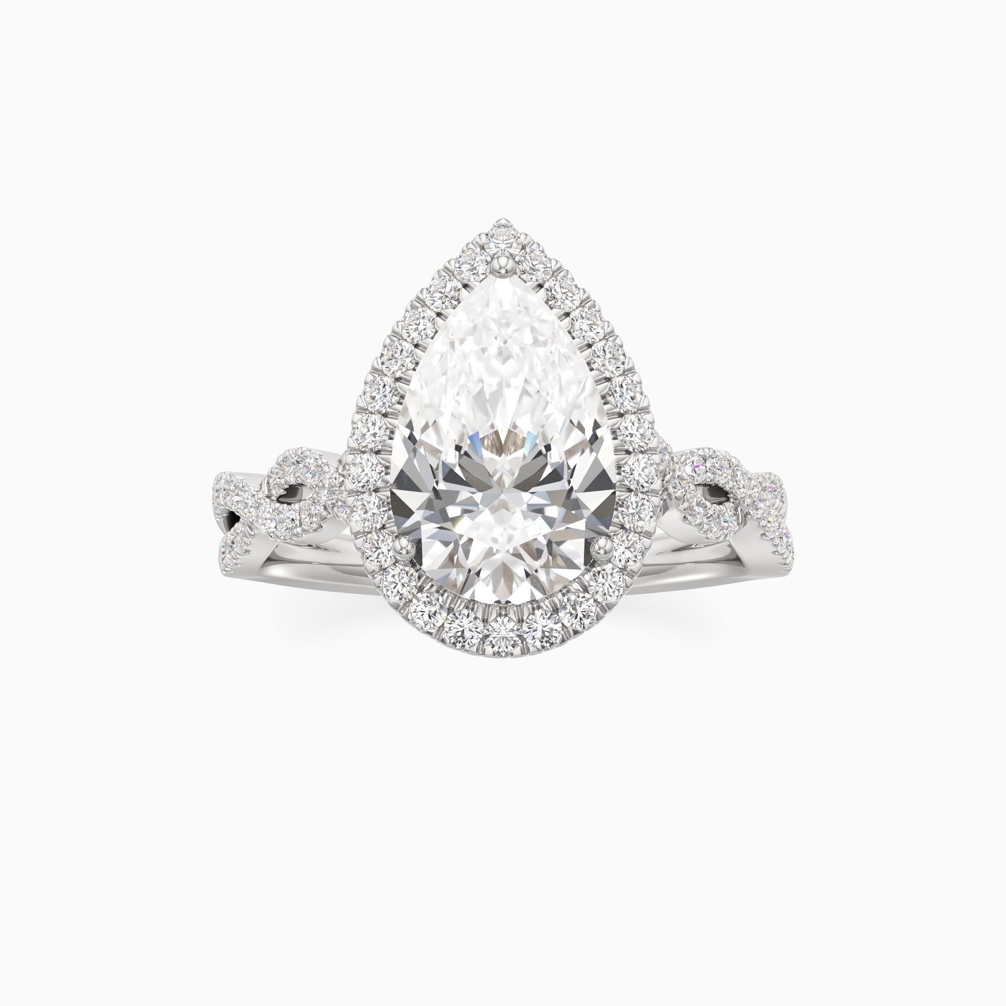 Camila Lab Grown Diamond Pear-Shaped Engagement Ring - Through Finger view – Image 3 of 4