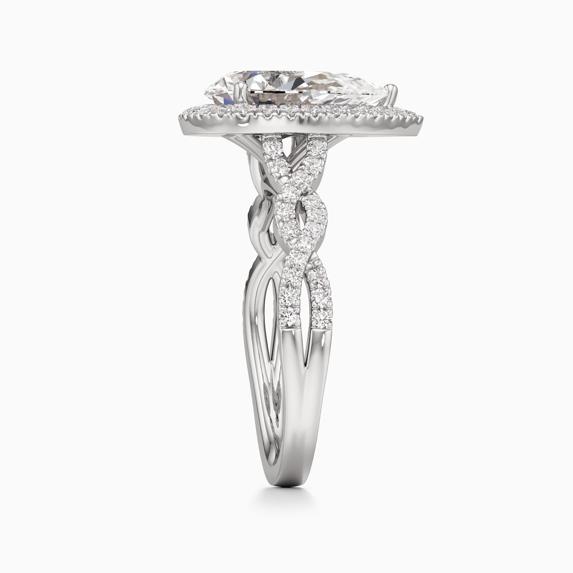Camila Lab Grown Diamond Pear-Shaped Engagement Ring - Side view – Image 4 of 4