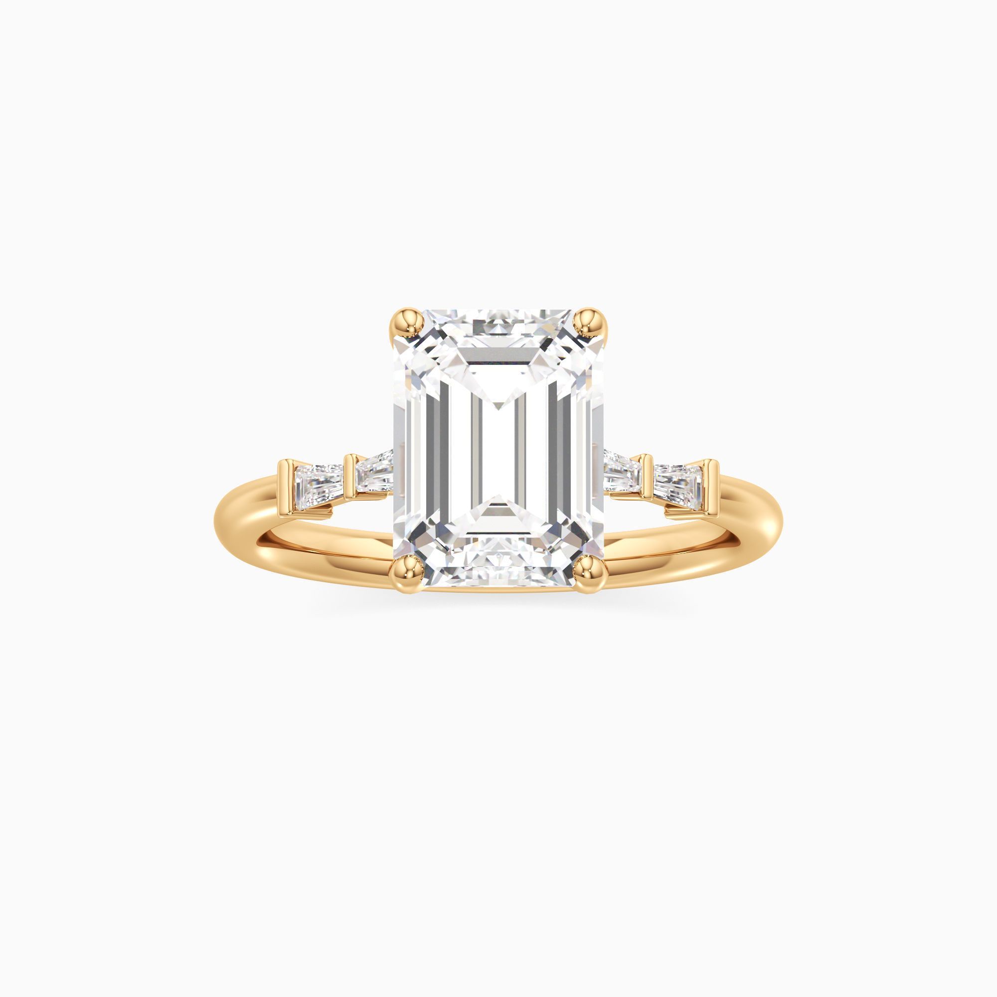 Echo Lab Grown Diamond Emerald-Cut Engagement Ring - Through Finger view – Image 3 of 4