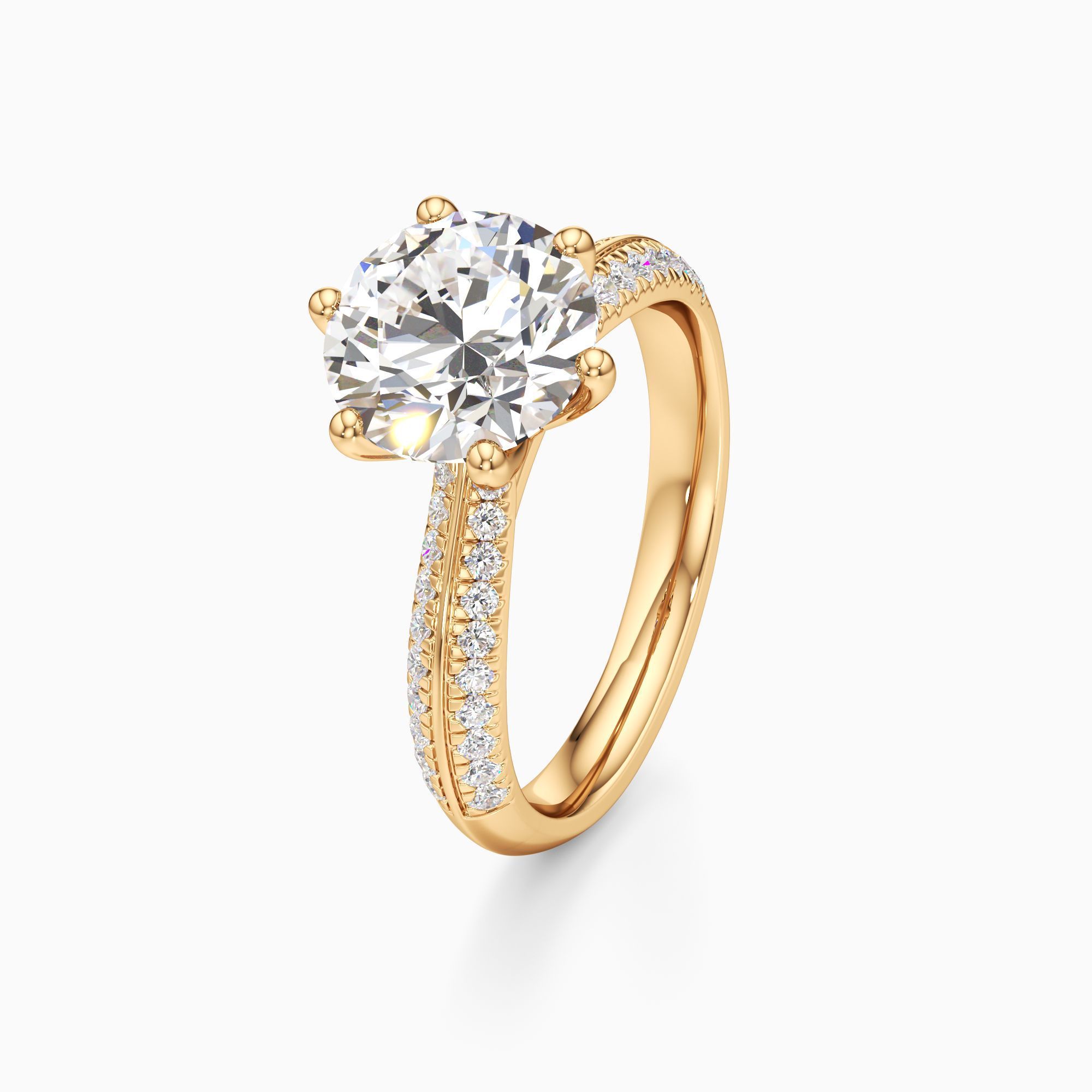 Ginger 6 prong Lab Grown Diamond Round Engagement Ring - Primary view – Image 1 of 4