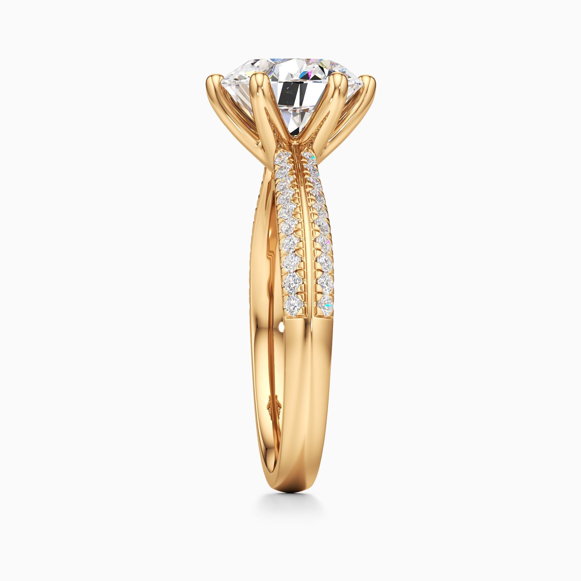 Ginger 6 prong Lab Grown Diamond Round Engagement Ring - Side view – Image 4 of 4