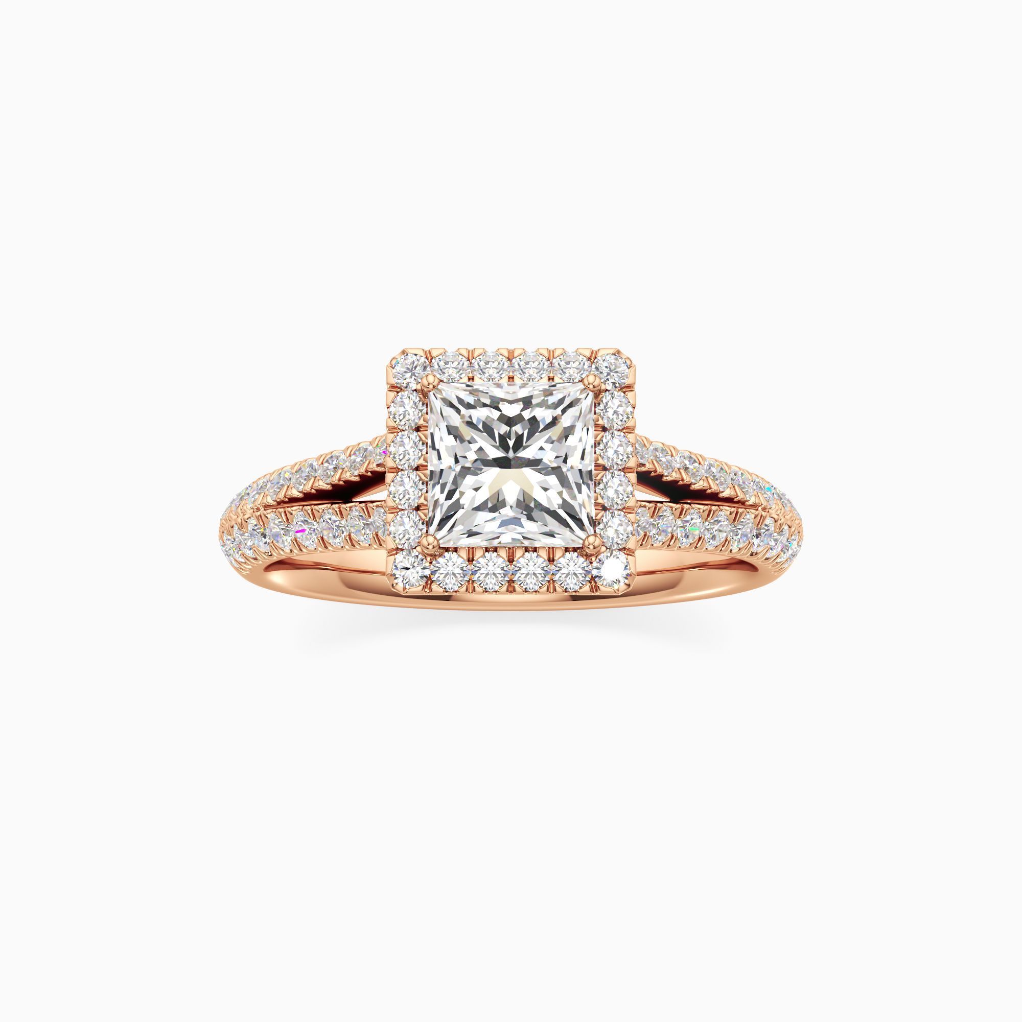 Callie Lab Grown Diamond Princess-Cut Engagement Ring - Through Finger view – Image 3 of 4