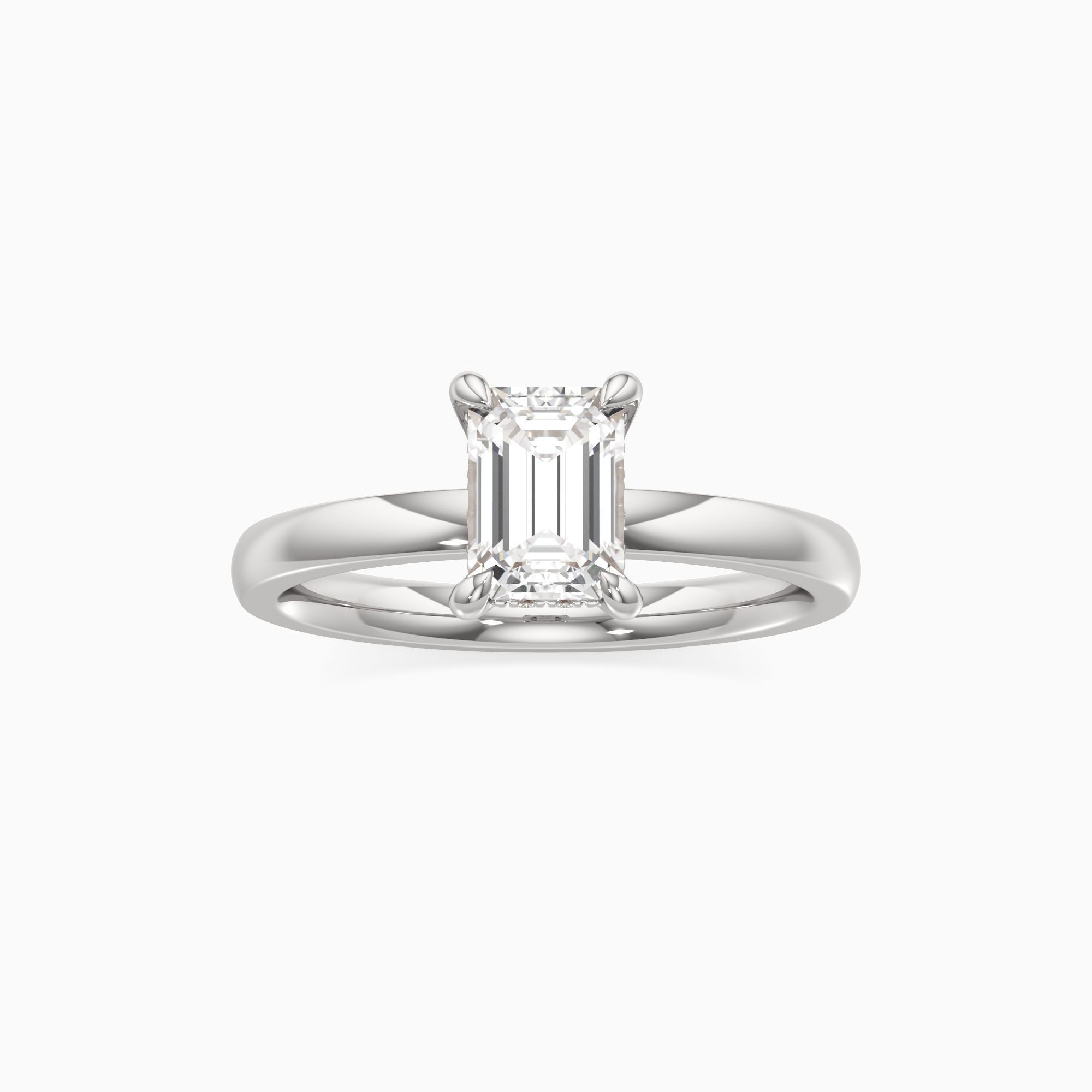r&ecirc;ve Cara Lab Grown Diamond Emerald-Cut Engagement Ring - Through Finger view – Image 3 of 4