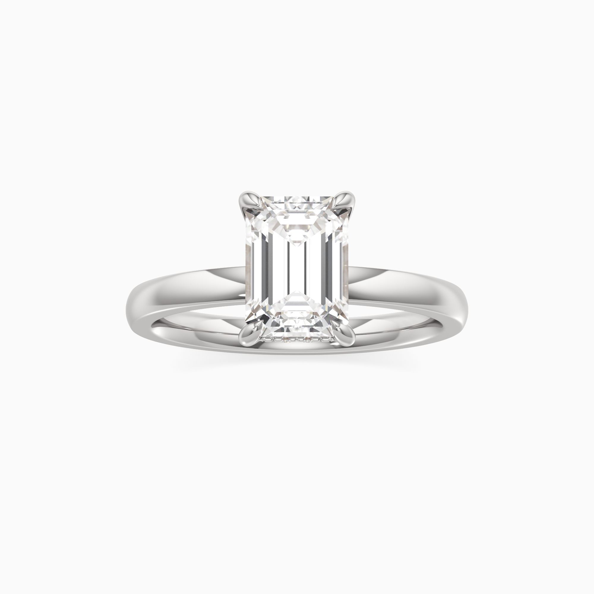 r&ecirc;ve Cara Lab Grown Diamond Emerald-Cut Engagement Ring - Through Finger view – Image 3 of 4